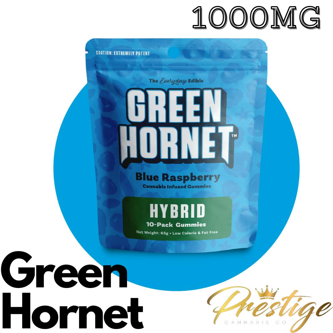 GREEN HORNET SOUR GUMMIES | BLUE RASPBERRY - HYBRID (1000MG)