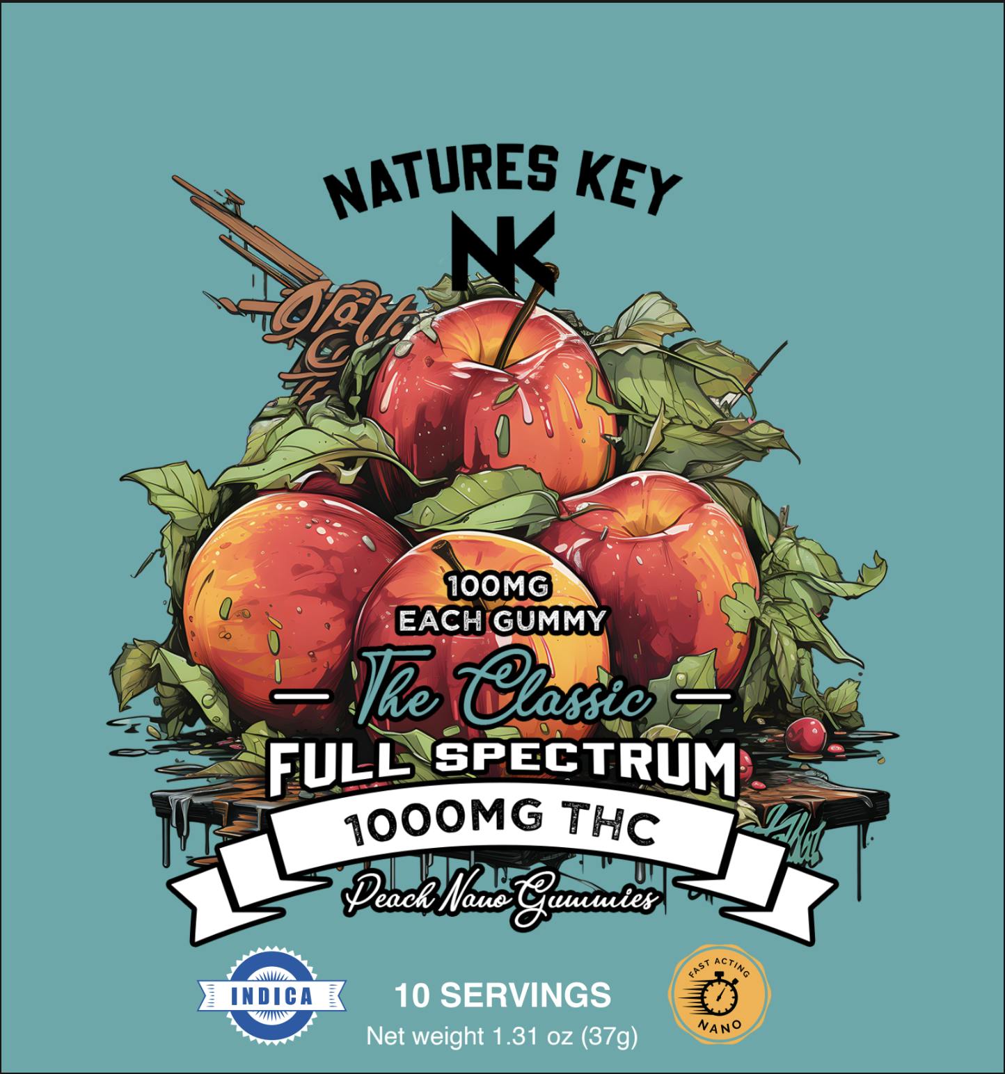 NATURES KEY NANO GUMMIES | PEACH - INDICA (1000MG)