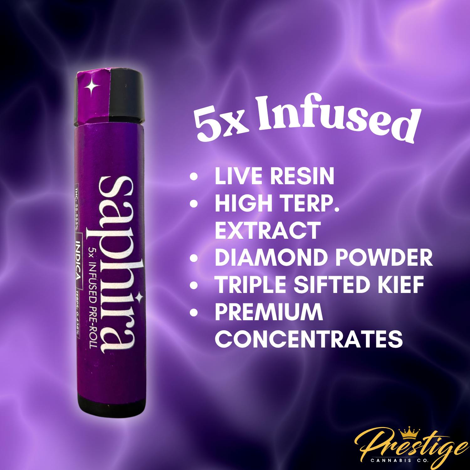 SAPHIRA INFUSED PRE-ROLL | GRAPEZILLA - INDICA (2.5G)