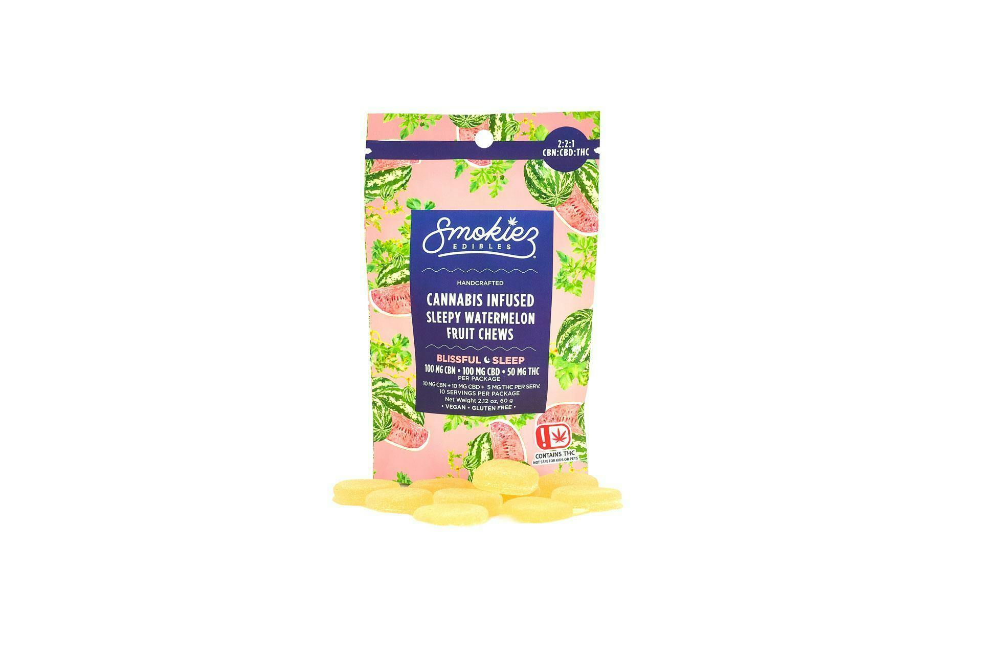 SMOKIEZ EDIBLES | SLEEPY SOUR WATERMELON - 100MG (2:2:1) THC/CBD/CBN