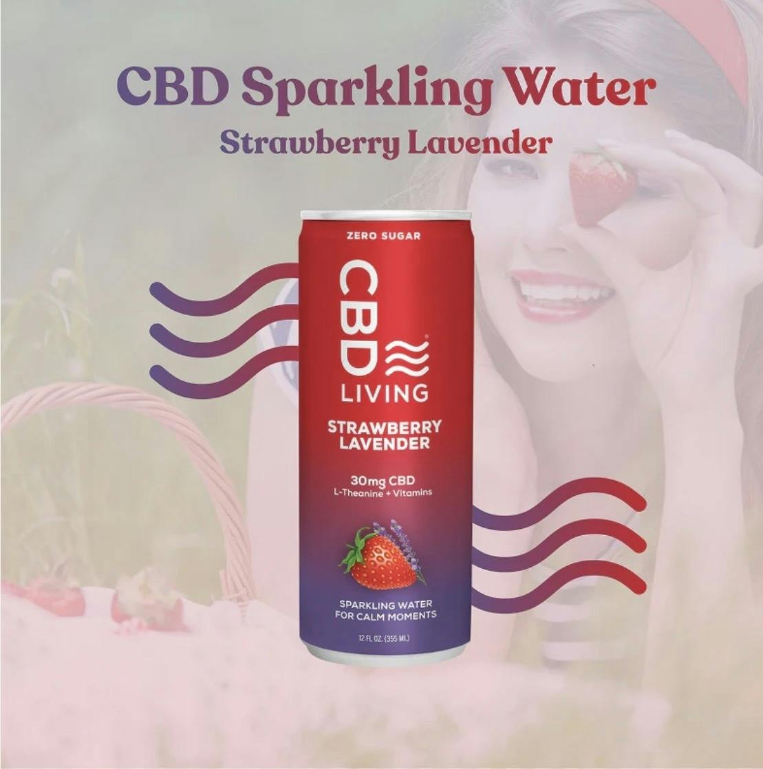 CBD Strawberry Lavender Sparkling Water 30mg | CBD Living