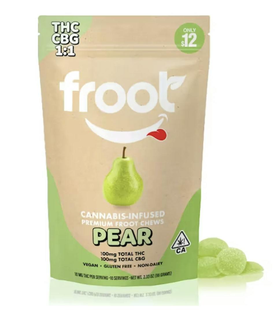 Froot Pear 1:1 CBG:THC Gummies - 100mg CBG: 100mg THC