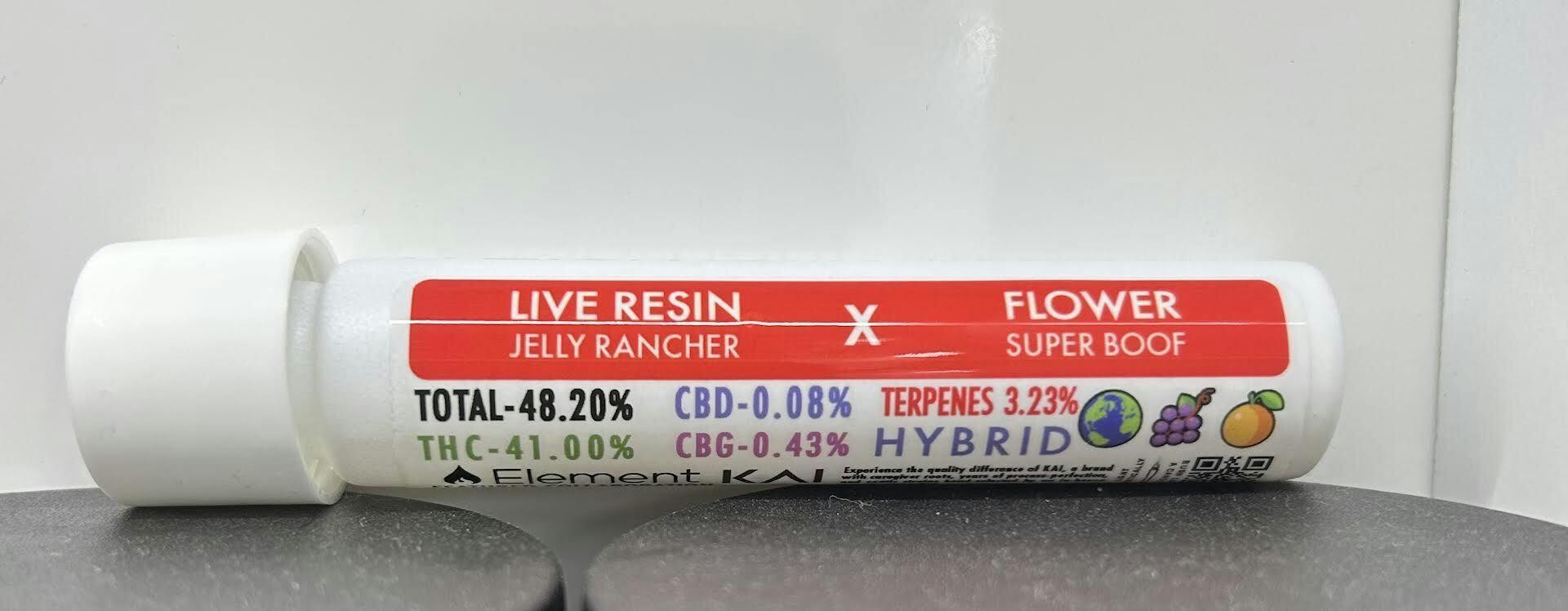 Element- 1G Live Resin Infused Pre Roll- Jelly Rancher (Live Resin) x Superboof (Flower)