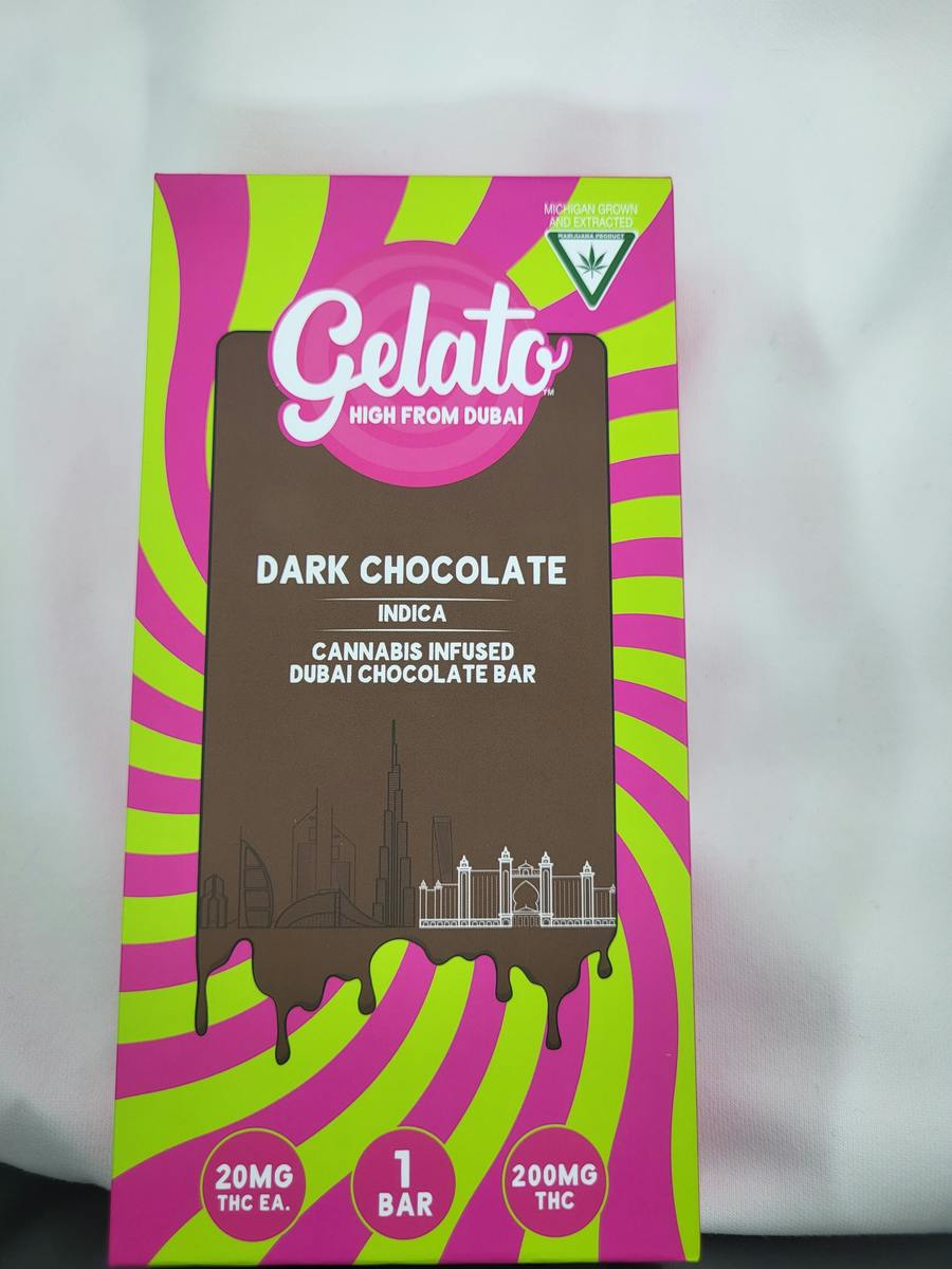 Gelato | Dubai Dark Chocolate Bar | 200mg | 10ct | 20mg/ea by Gelato