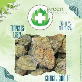 Critical Care Flor / THC: 10.07% / CBD: 11.43% / Terp 1.22%