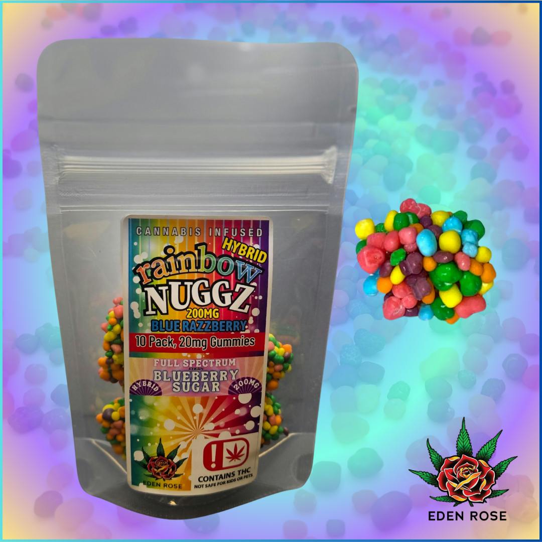 200MG Rainbow Nuggz: Full Spectrum - Blue Razzberry (Hybrid) by Eden Rose Processing