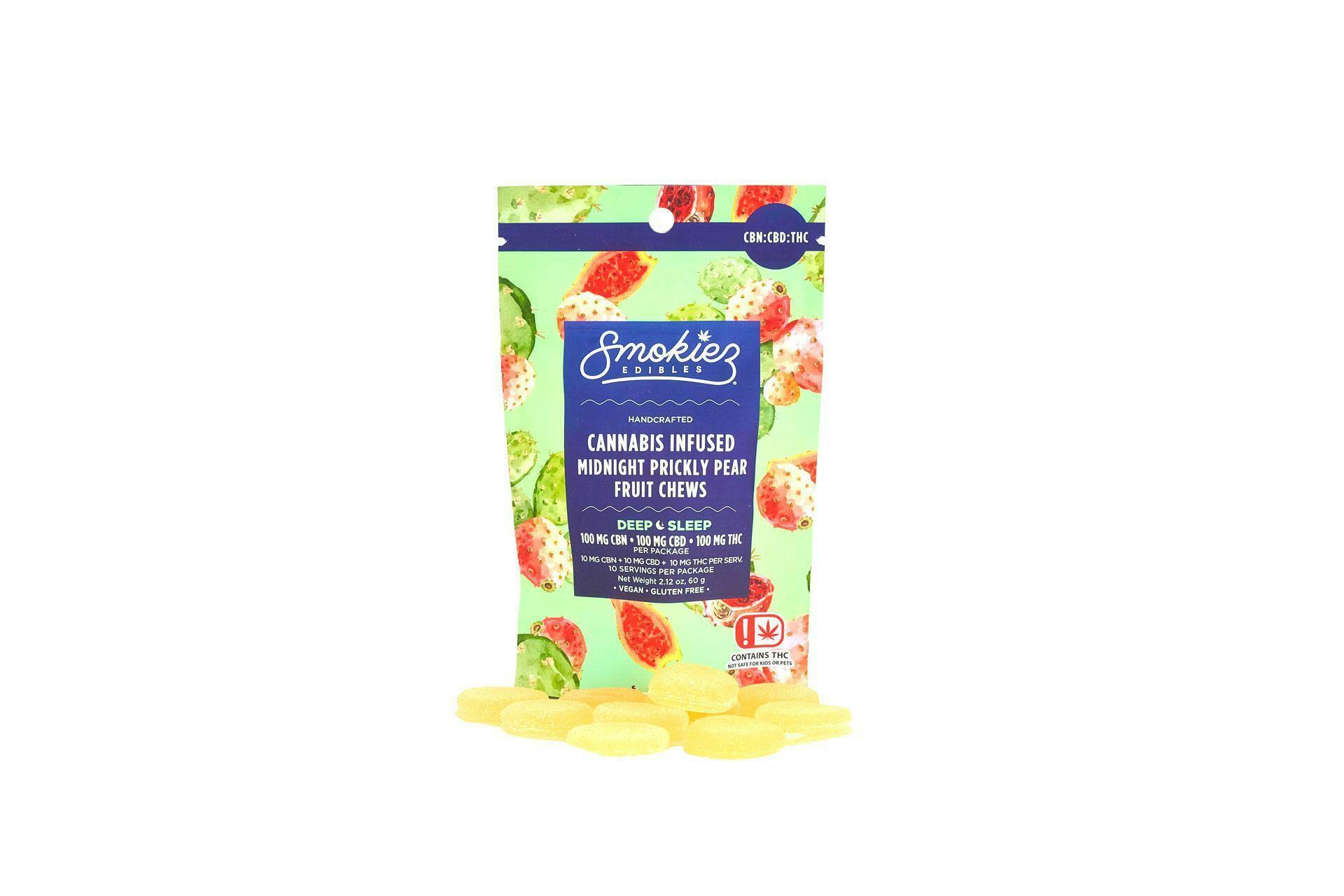 Sweet Midnight Prickly Pear 1:1:1 THC:CBD:CBN Gummies | 10ct | 10mg/ea by Smokiez Edibles