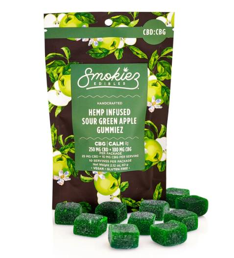 Smokiez - CBD:250mg CBG:100mg Gummy - Sour Green Apple