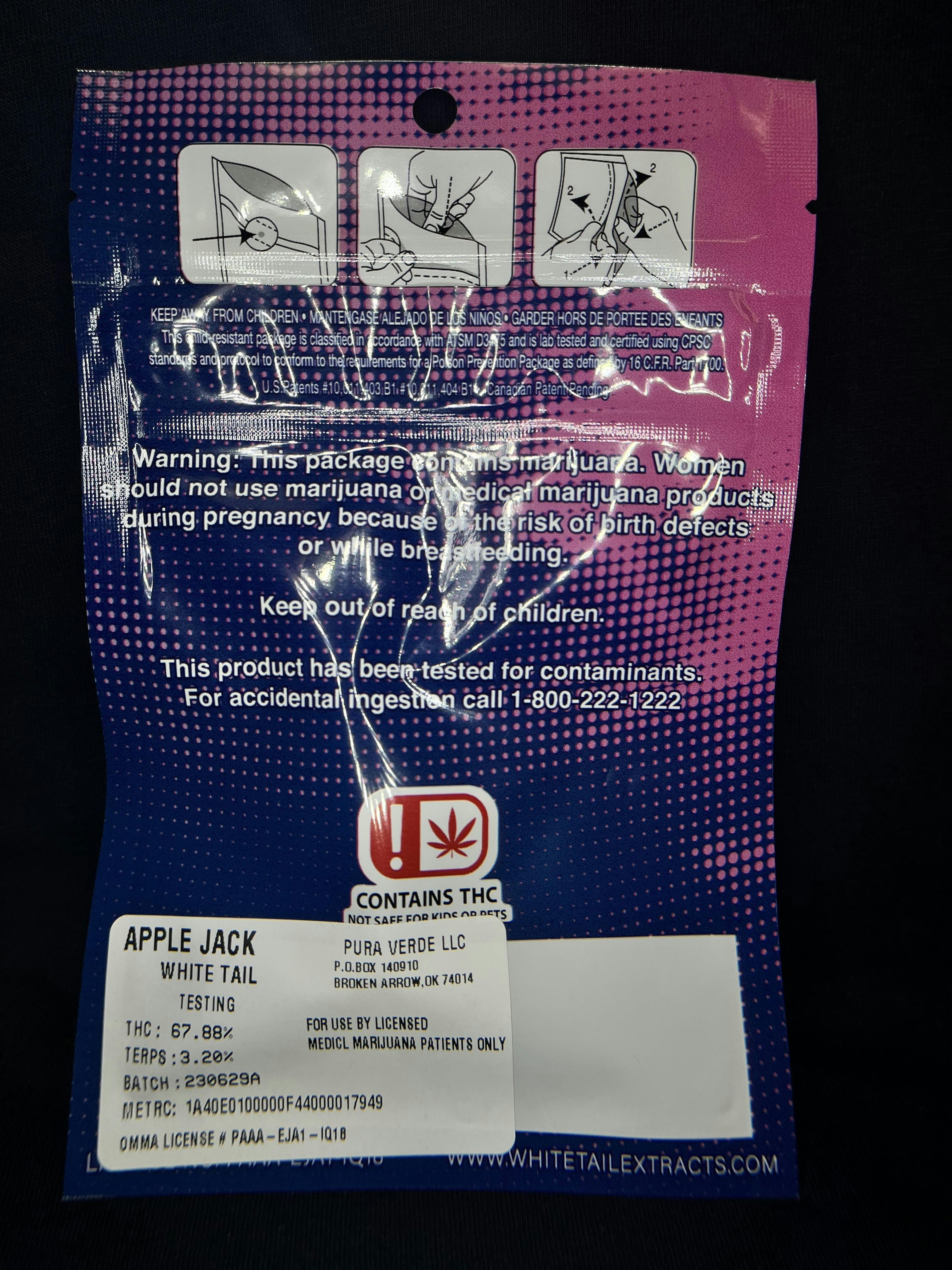 White Tail - Apple Jack - 1G Cartridge (12G/$86.20)