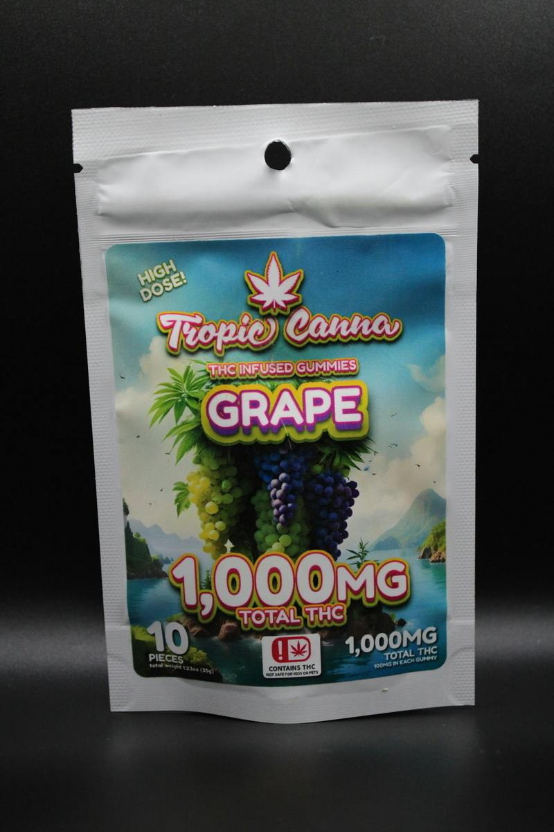 Tropic Canna - Grape - 1000MG 10 Piece Gummies (TAXES INCLUDED)