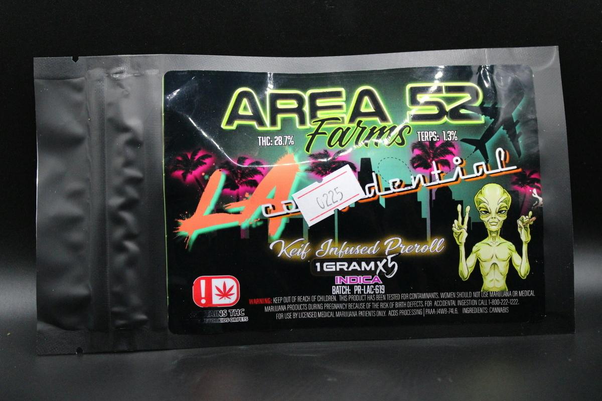 Area 52 Farms - LA Confidential - 1G Kief Infused 5PK Pre Rolls (5-5PKS [25G]/$43.25)