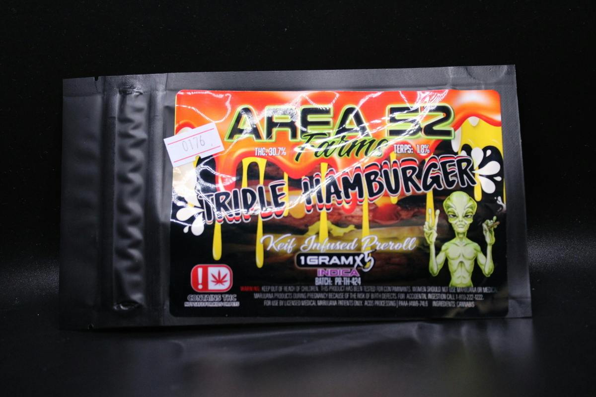 Area 52 Farms - Triple Hamburger - 1G Kief Infused 5PK Pre Rolls (5-5PKS [25G]/$43.25)