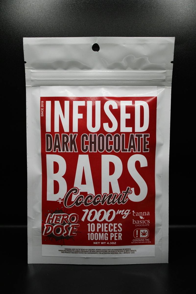Hero Dose - Coconut Dark Chocolate - 1000MG Chocolate Bar