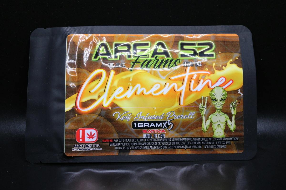 Area 52 Farms - Clementine - 1G Keif Infused 5PK Pre Rolls