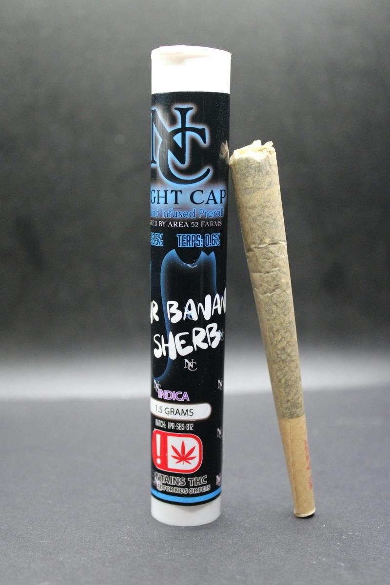Night Caps - Sour Banana Sherb - 1.5G Diamond Infused Pre Roll