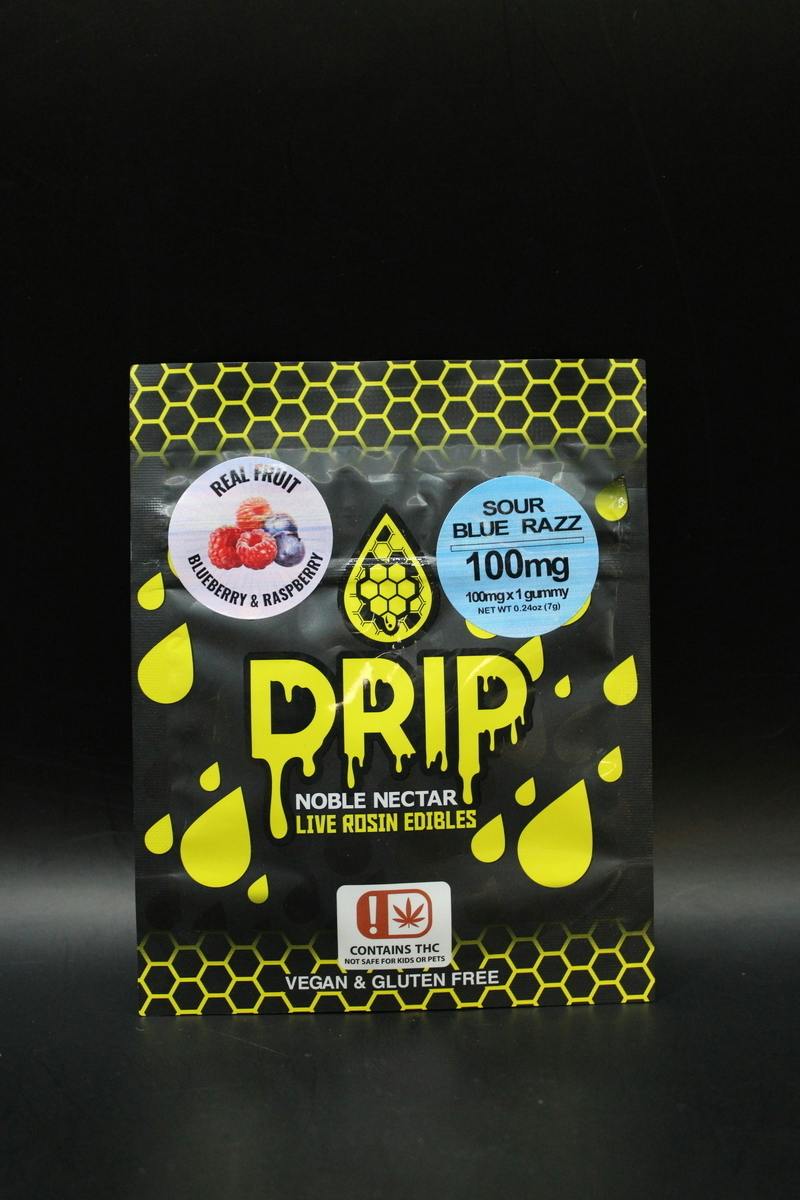 Noble Nectar Drip - Sour Blue Razz - 100MG Live Rosin Single Gummy at Jungle House Dispensary