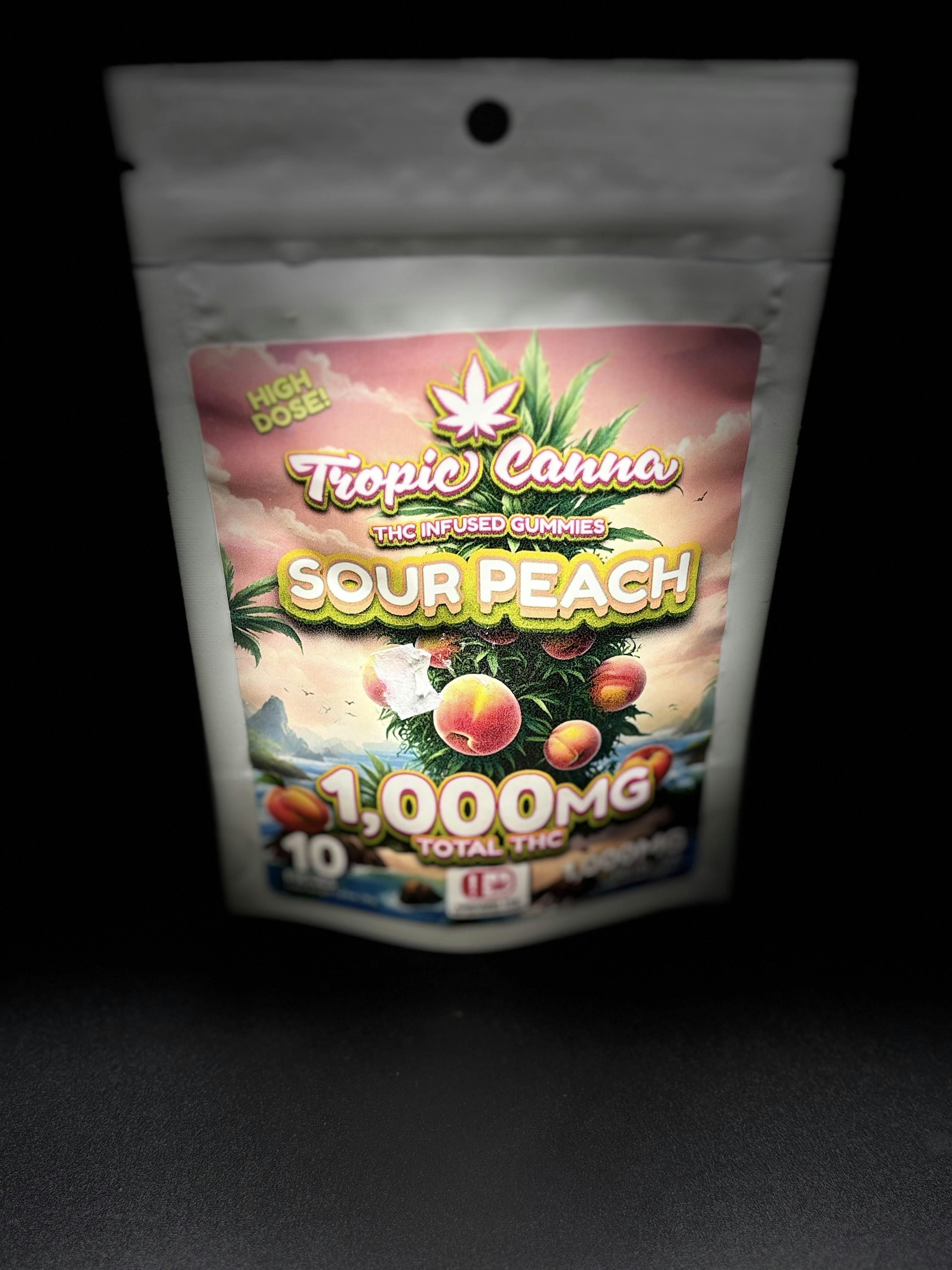 Tropic Canna - Sour Peach - 1000MG 10 Piece Gummies