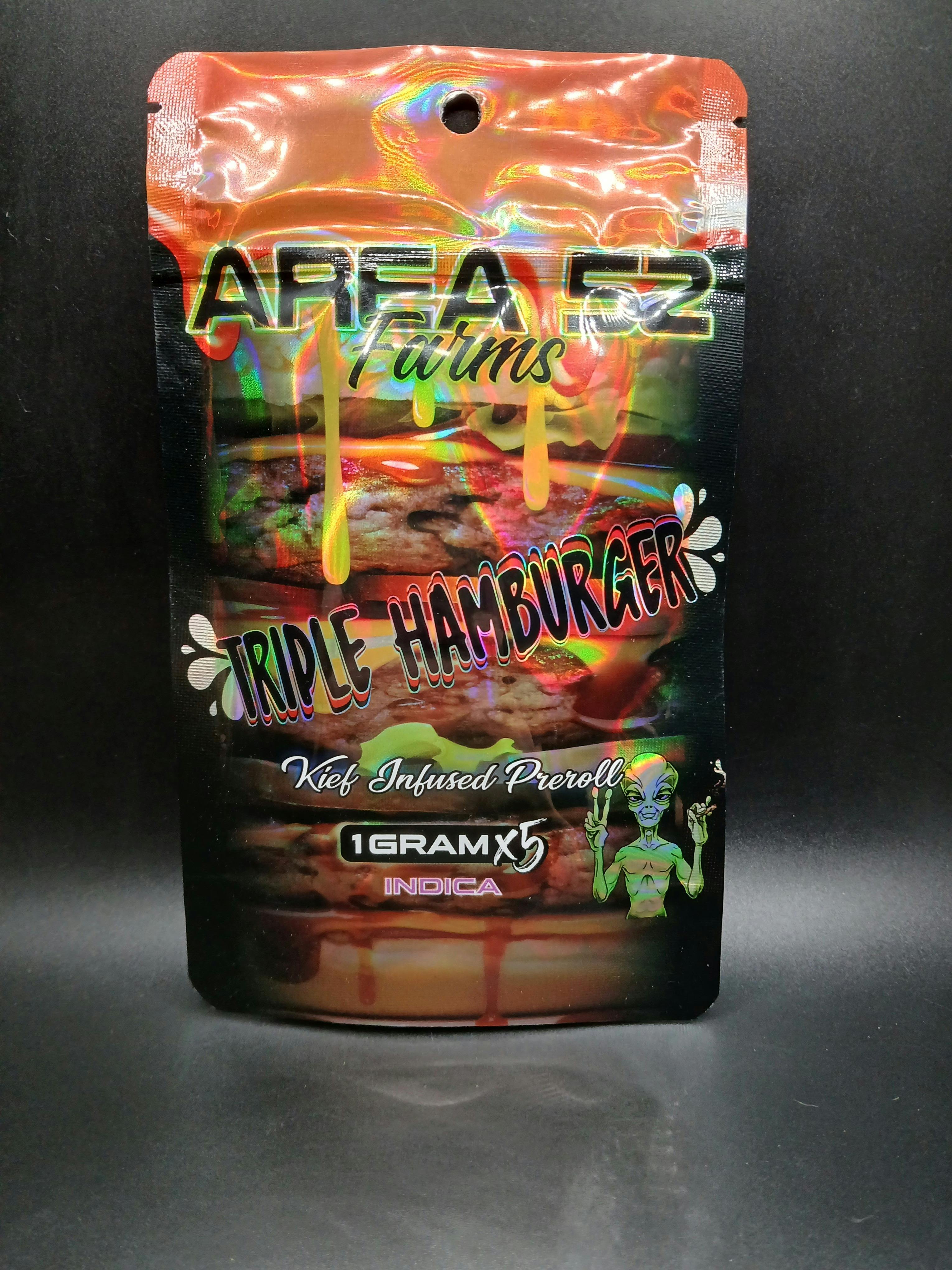 Area 52 Farms - Triple Hamburger - 1G Keif Infused 5PK Pre Rolls