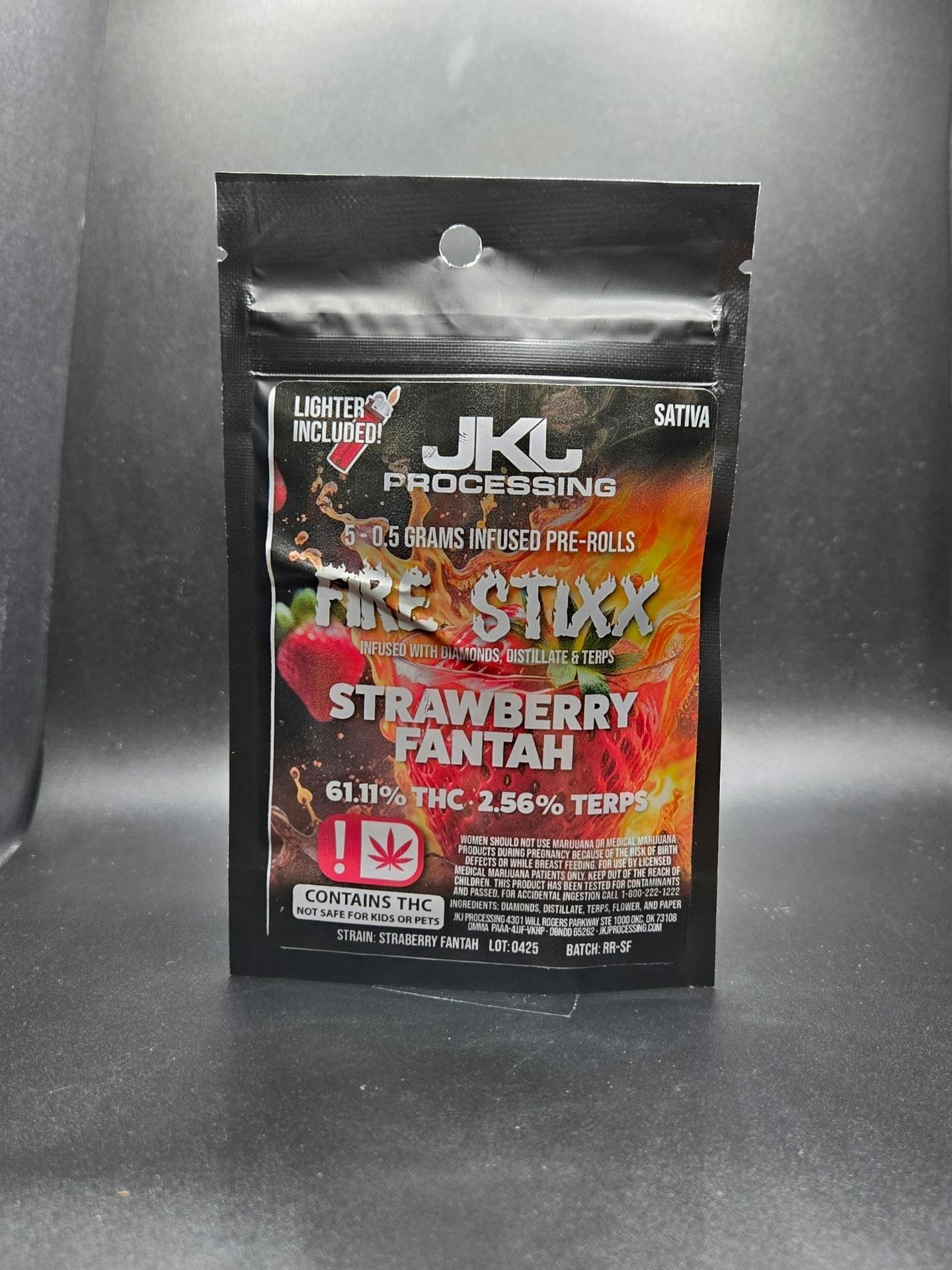 Fire Stixx - Strawberry Fantah - .5G Diamond Infused 5PK Pre Rolls