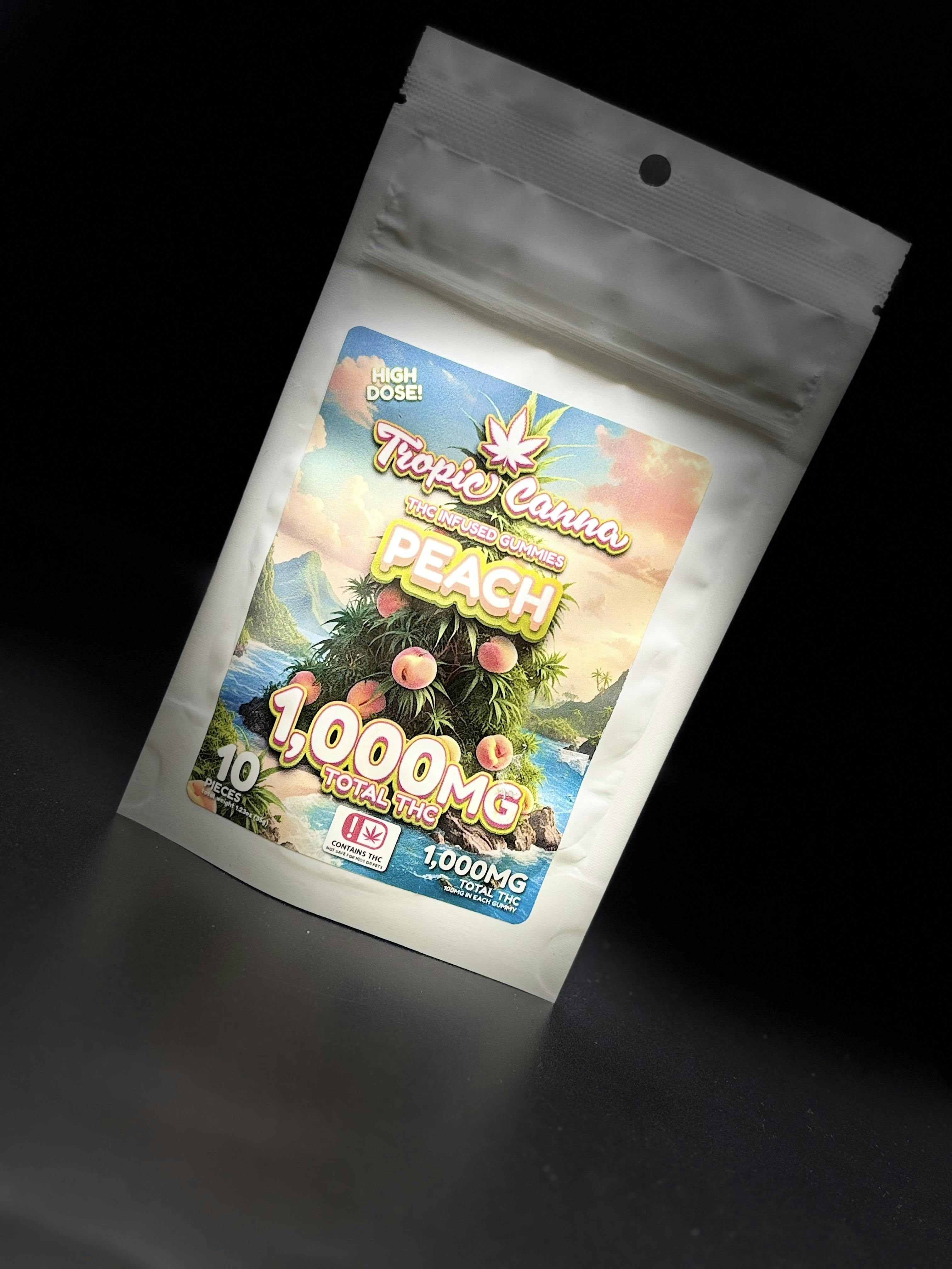 Tropic Canna - Peach - 1000MG 10 Piece Gummies