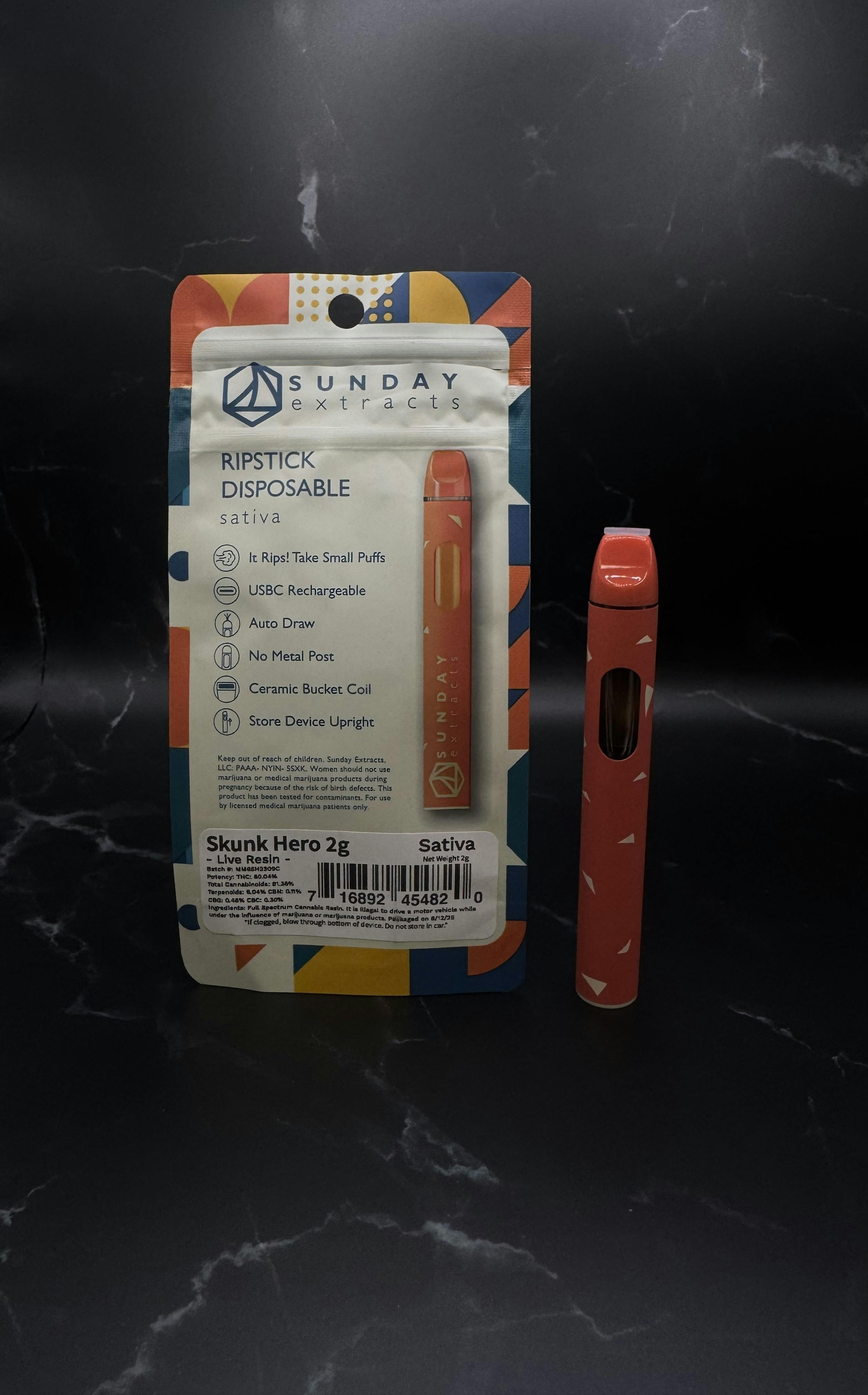 Skunk Hero | Live Resin Disposable | 2g