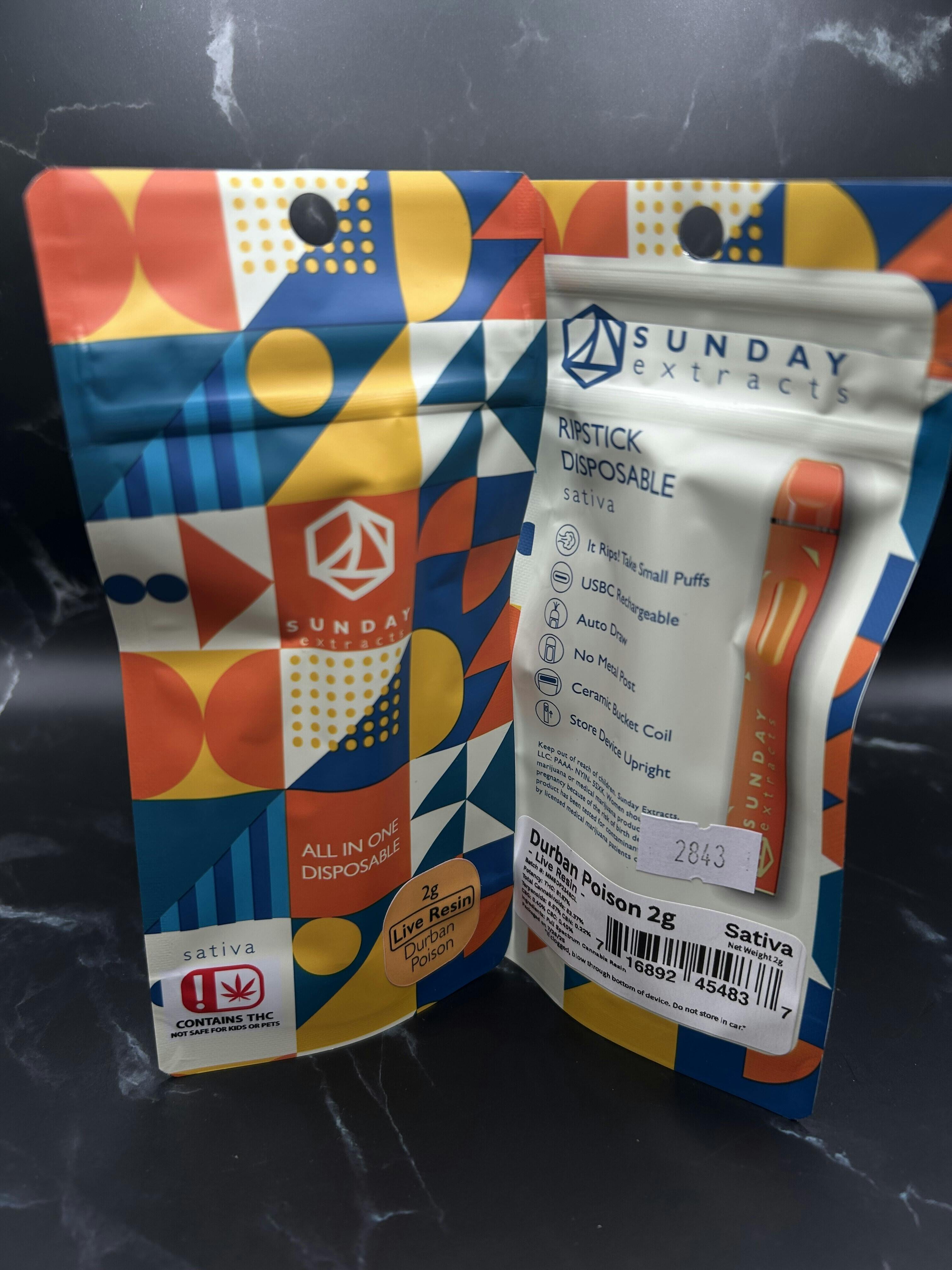 Durban Poison | Live Resin Disposable | 2g