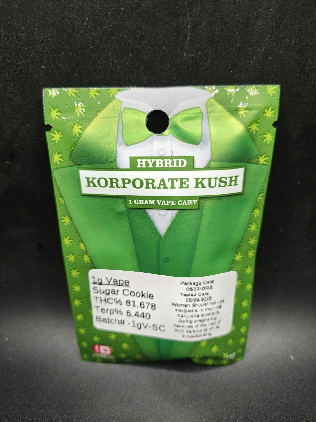 Korp Kush - Sugar Cookie - 1G Cartridge (15G/$86.20)