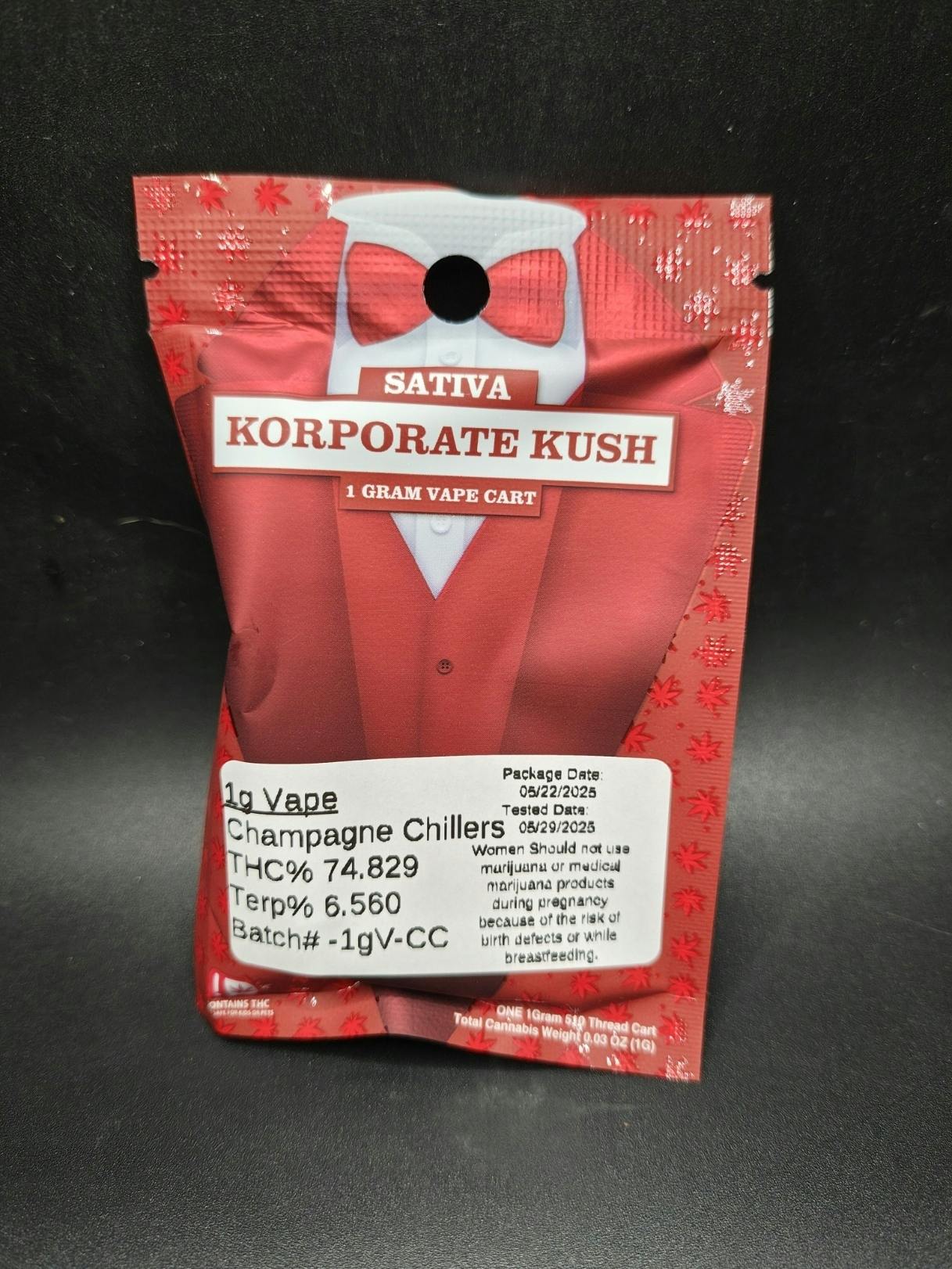 Korp Kush - Champagne Chillers - 1G Cartridge (15G/$86.20) at Tropic Canna West