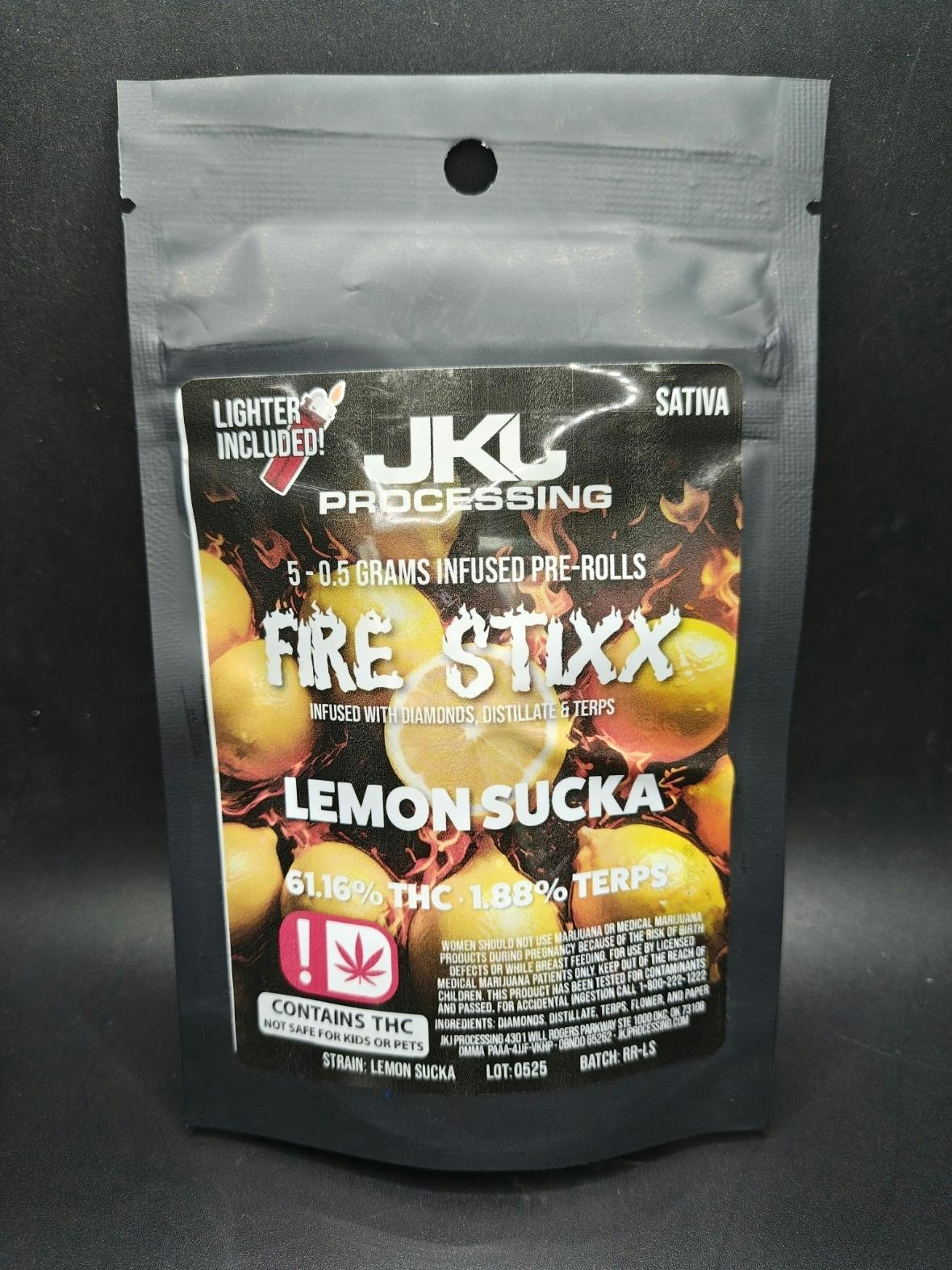Fire Stixx - Lemon Sucka - .5G Diamond Infused 5PK Pre Rolls