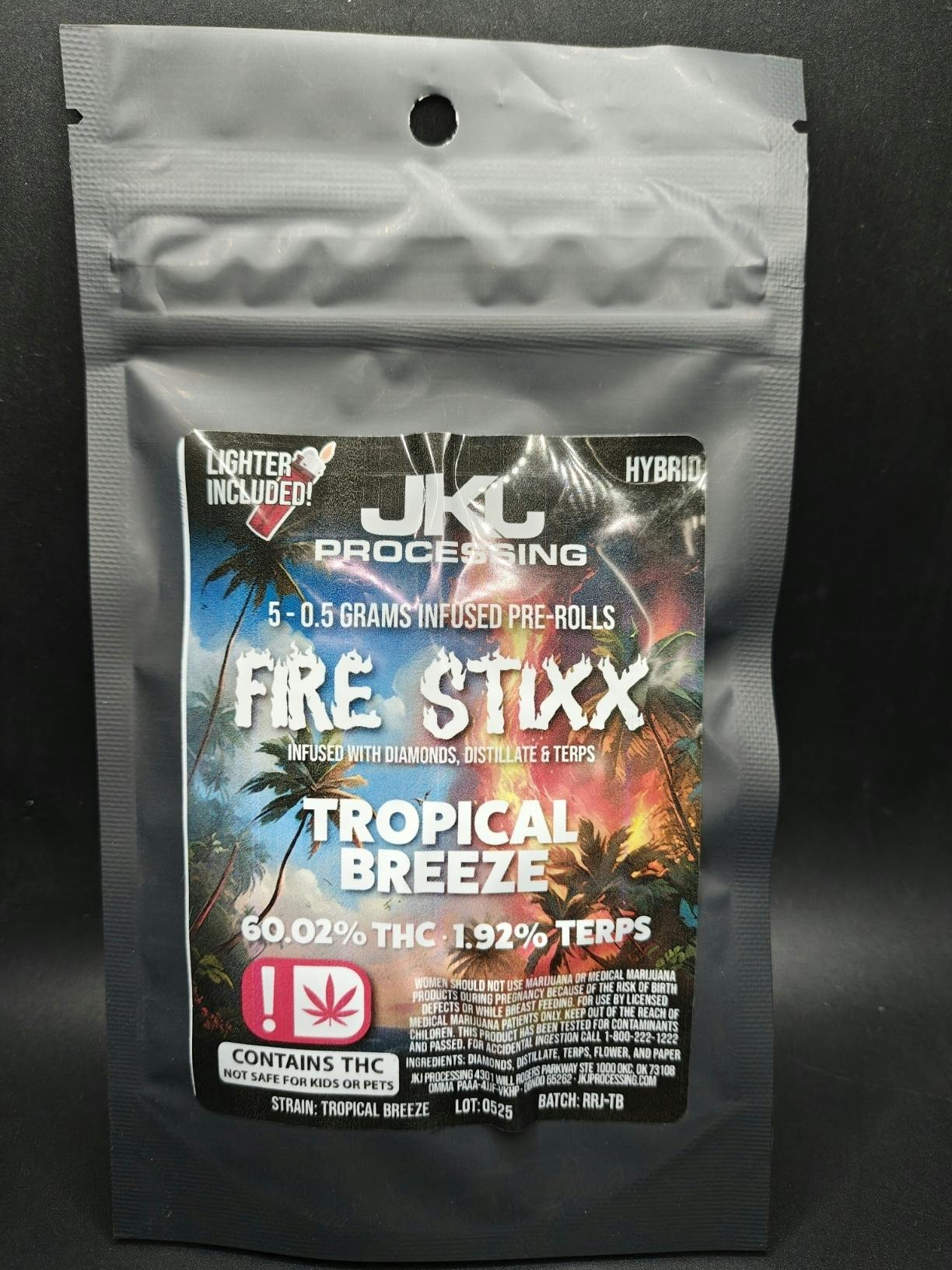 Fire Stixx - Tropical Breeze - .5G Diamond Infused 5PK Pre Rolls