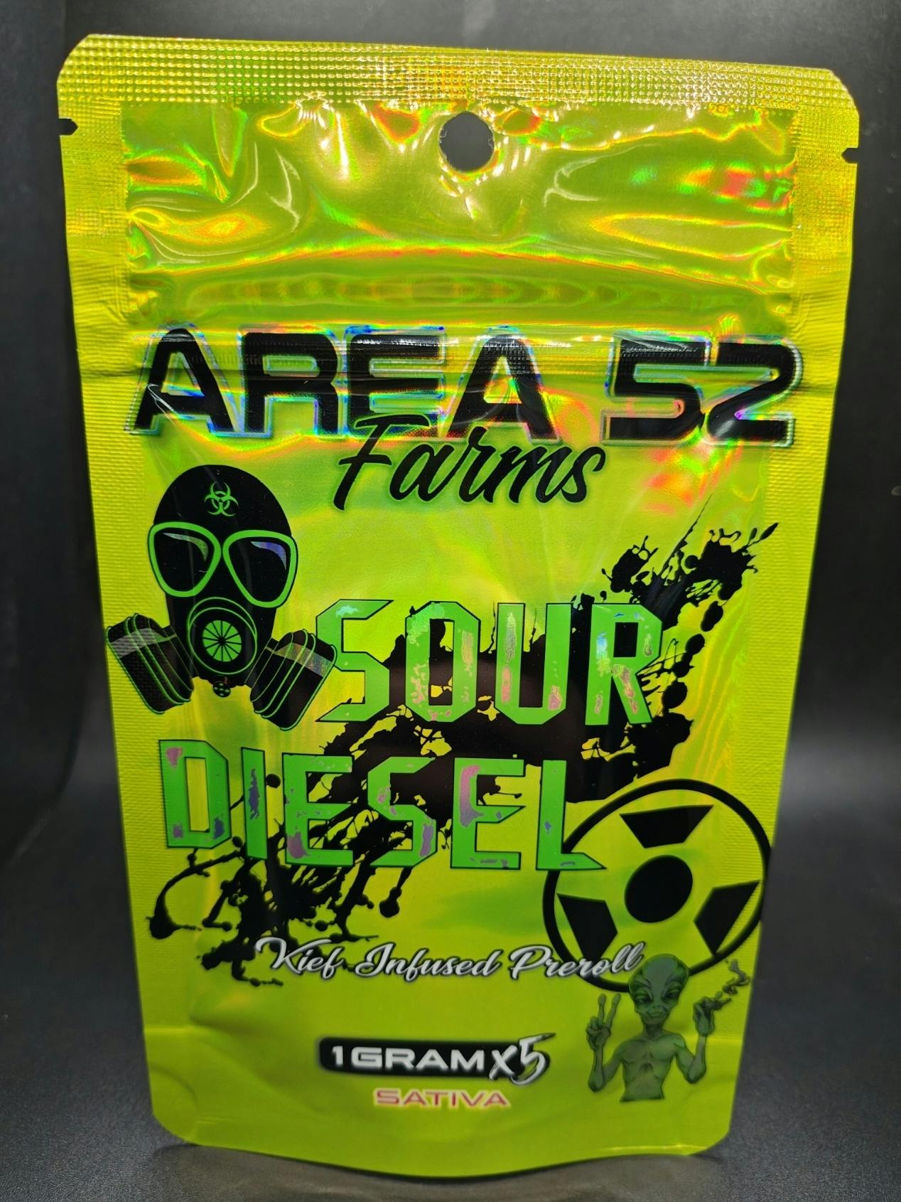Area 52 Farms - Sour Diesel - 1G Keif Infused 5PK Pre Rolls