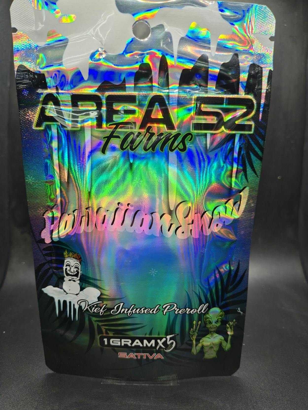 Area 52 Farms - Hawaiian Snow - 1G Keif Infused 5PK Pre Rolls