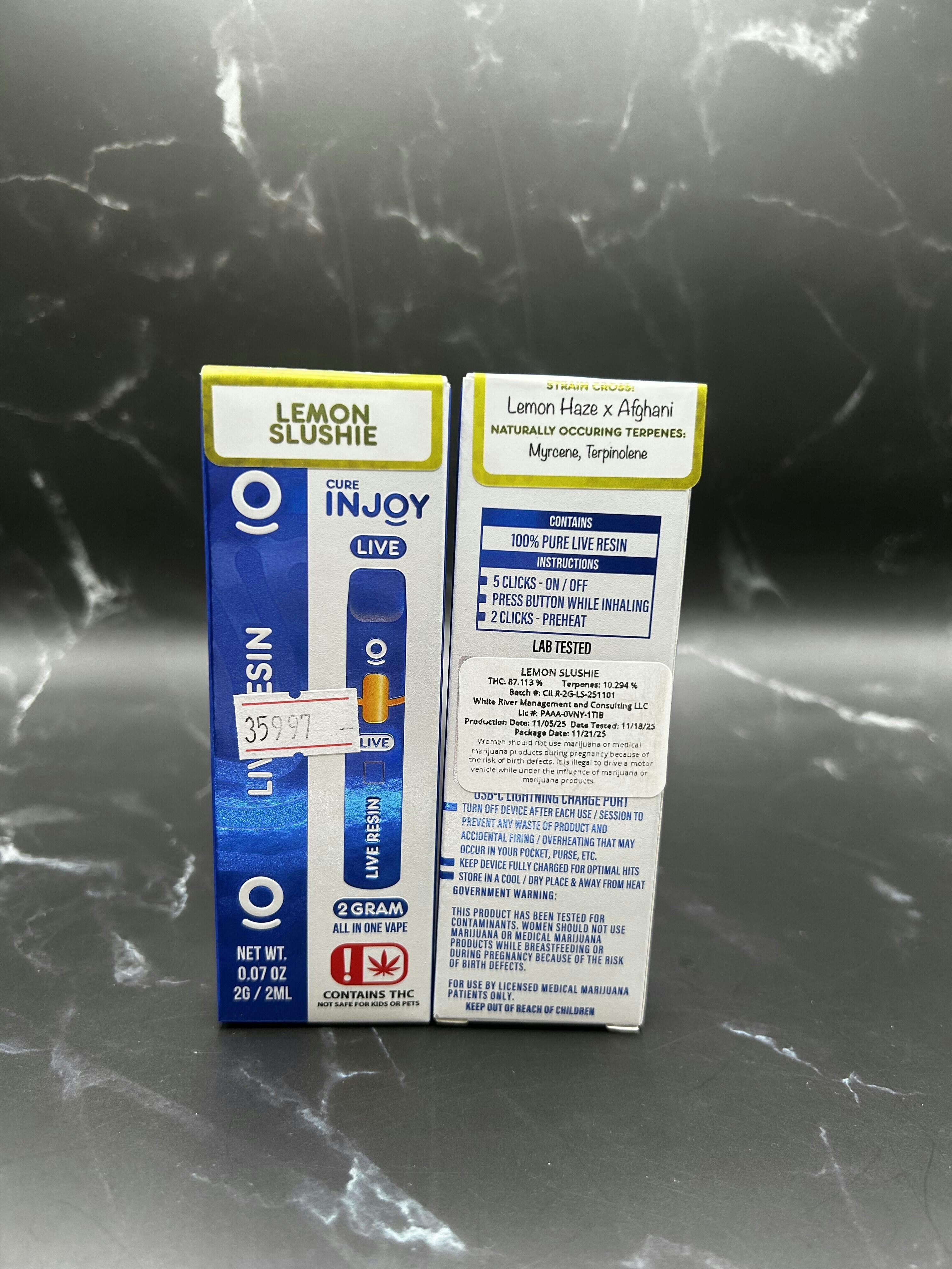 Lemon Slushie | Live Resin Disposable | 2g by Cure INJOY