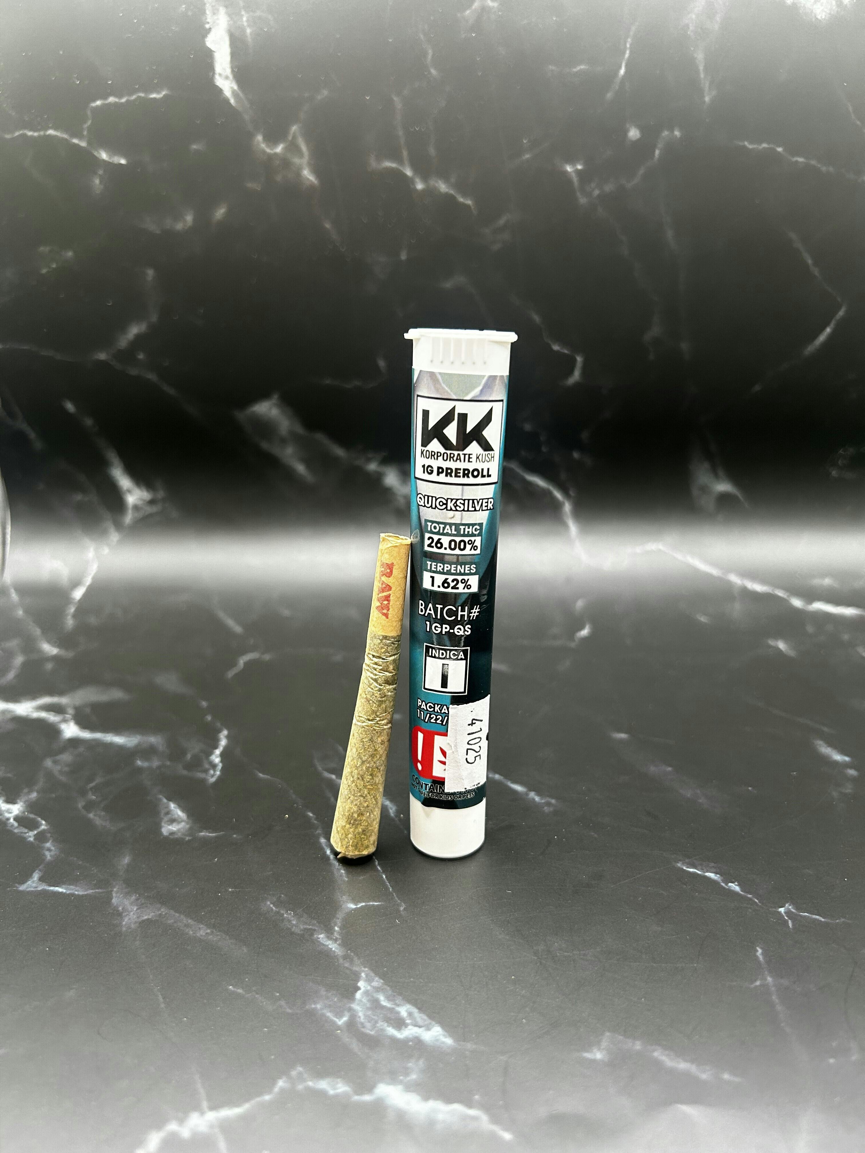Korp Kush - Quicksilver - 1G Pre Roll (3G/$5) (20G/$30)