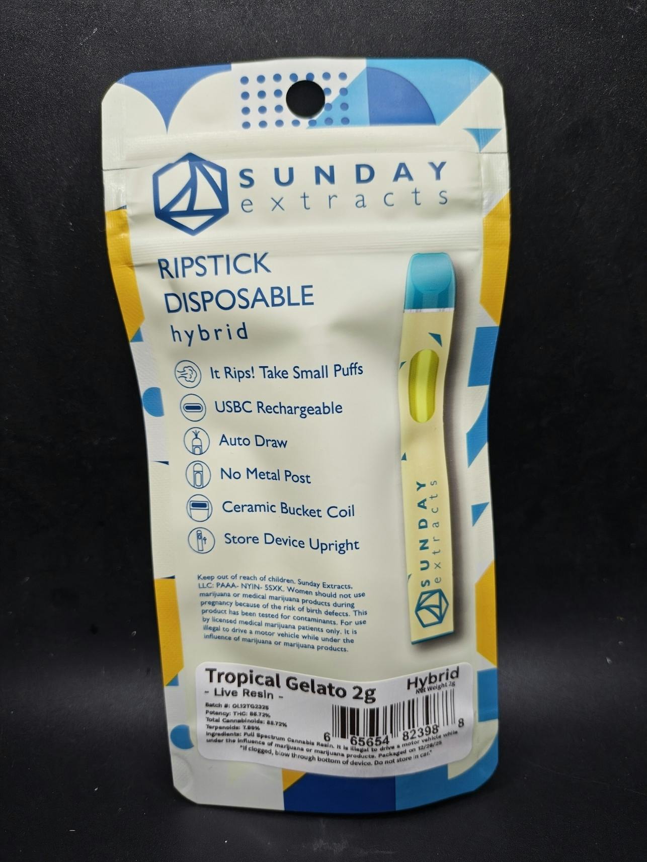 Tropical Gelato | Live Resin Disposable | 2g