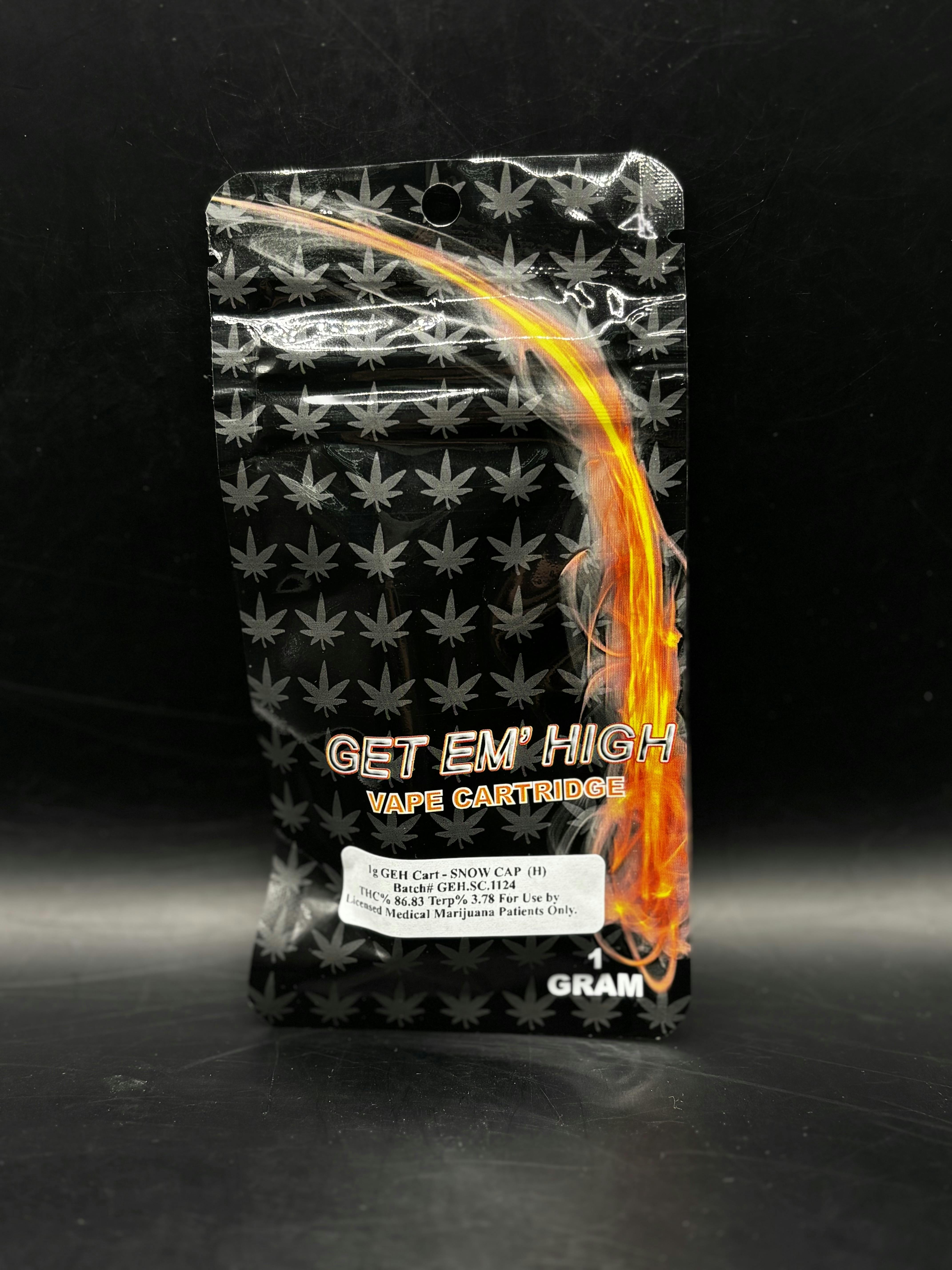 Get 'Em High- Snow Cap - 1G Cartridge (15G/$86.20)
