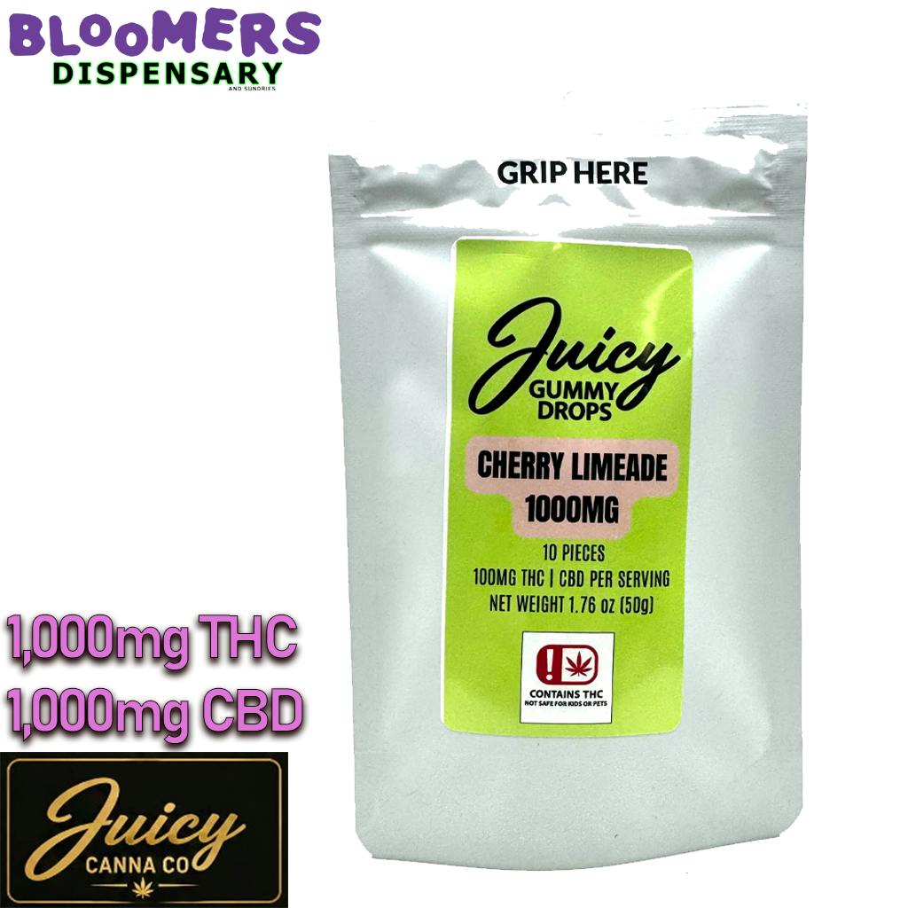 Juicy | Gummy Drops | Cherry Limeade 1:1 | 1,000mg - 1,000mg CBD