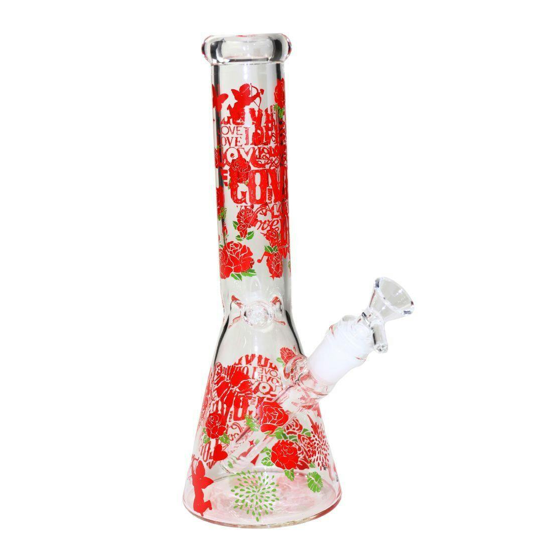 SirEEl | 10" Hearts & Roses Beaker Bong w/ Bowl