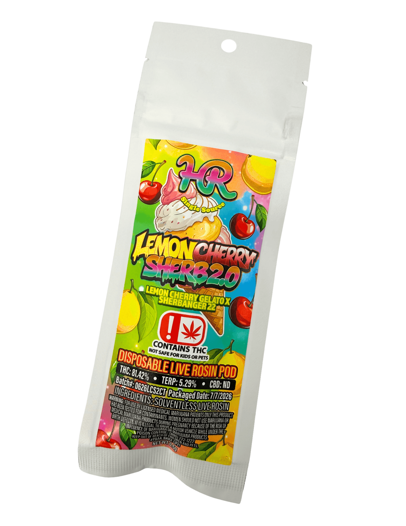 High Rise | Lemon Cherry Sherb 2.0 | Live Rosin Cart .5g