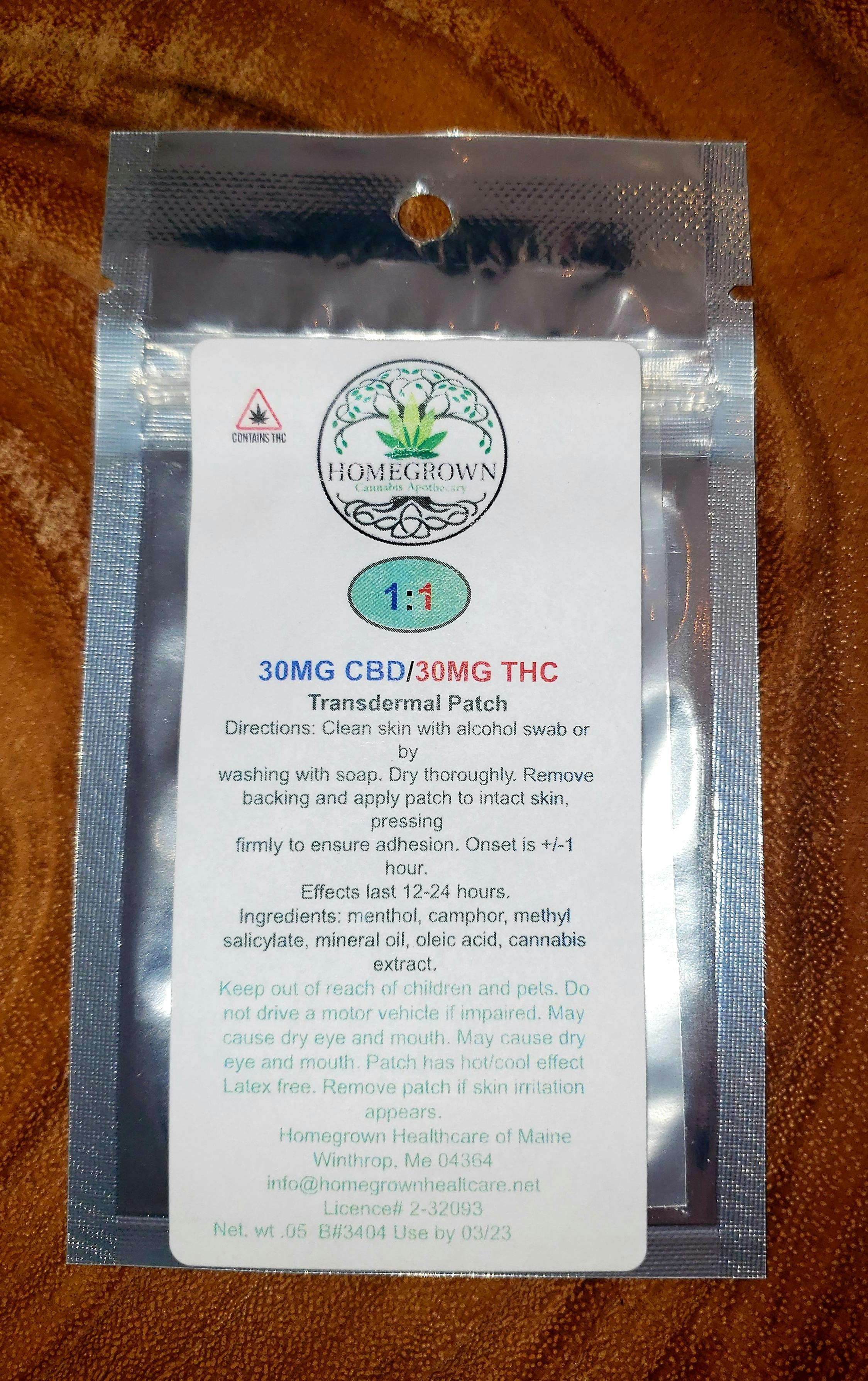 30mg THC 30mg CBD Transdermal Patch at 420 Pharma