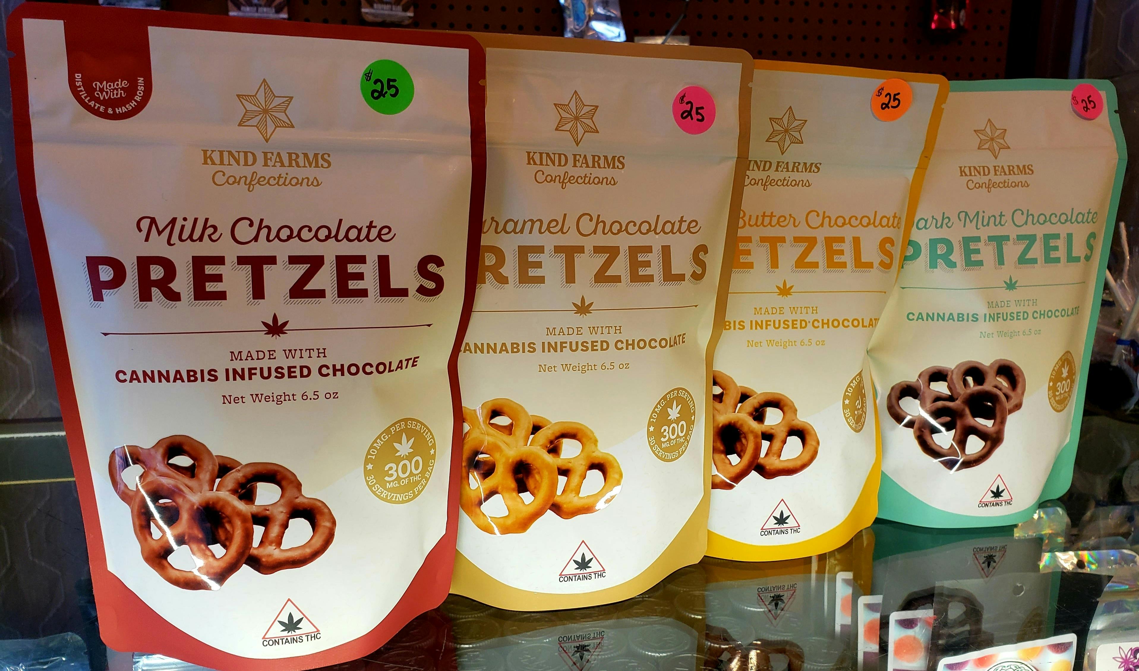 Kind Farms Milk Chocolate Covered Pretzels 10mg Each, 300mg Total