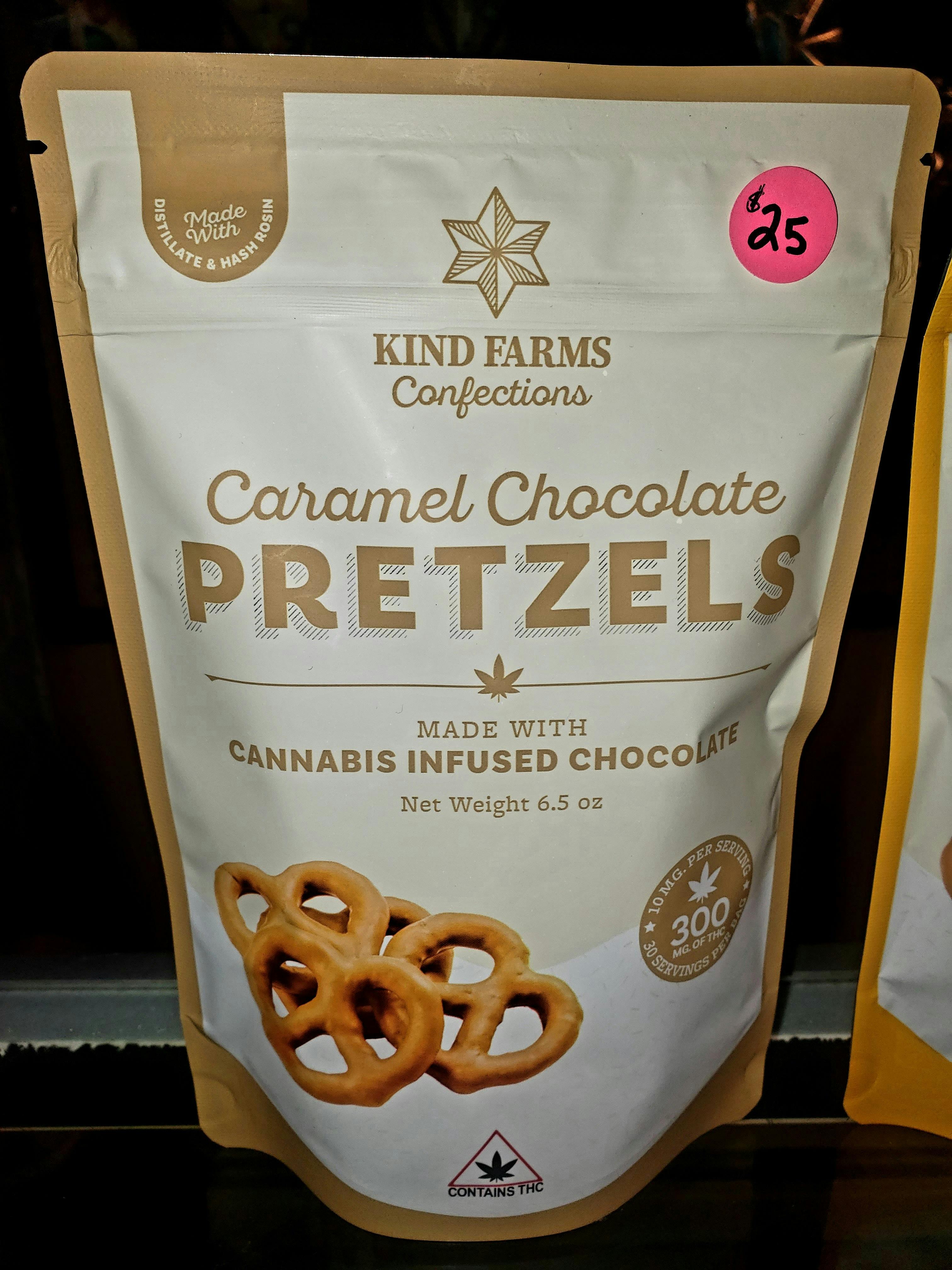 Caramel Covered Pretzels 300mg THC - Kind Farms Confections by Kind Farms Reserve