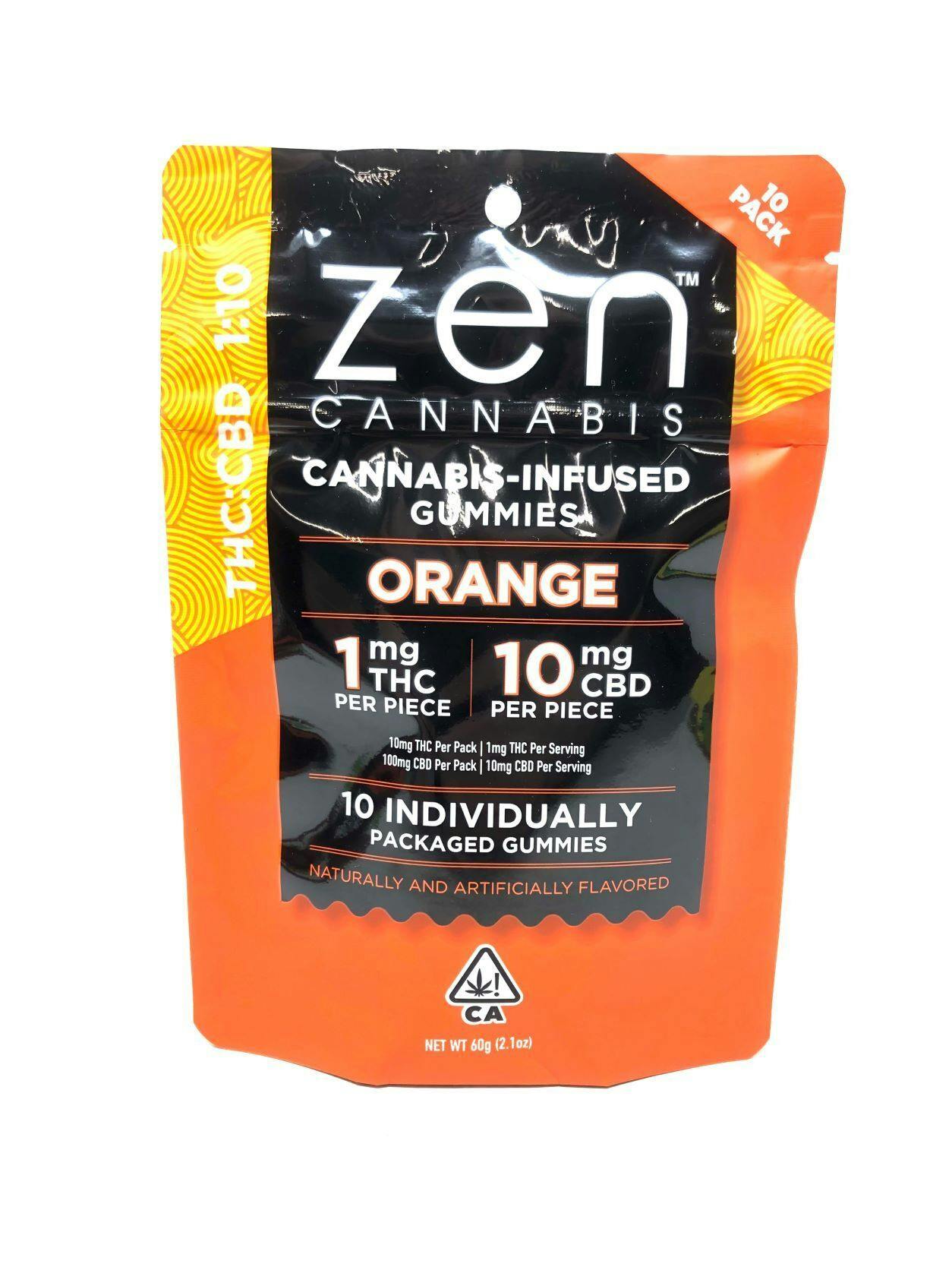 Orange 1:10 THC:CBD 10-Pack Gummies