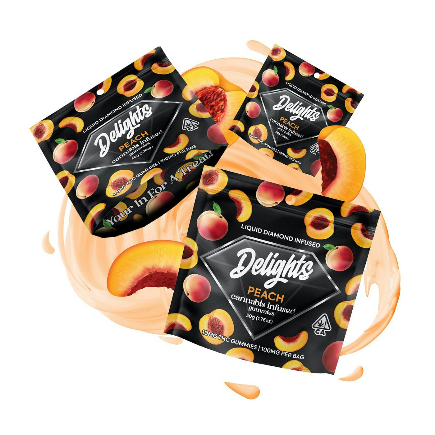Peach Delights Gummies Liquid Diamond Infused
