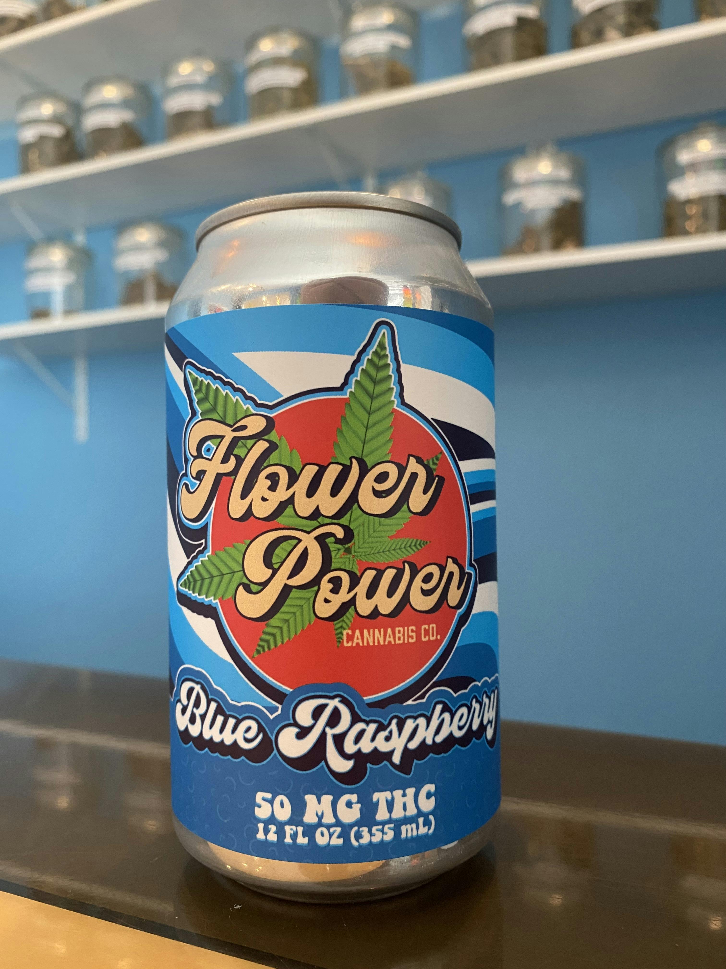Flower Power 50mg Blue Raspberry Soda at Flower Power Dispensary