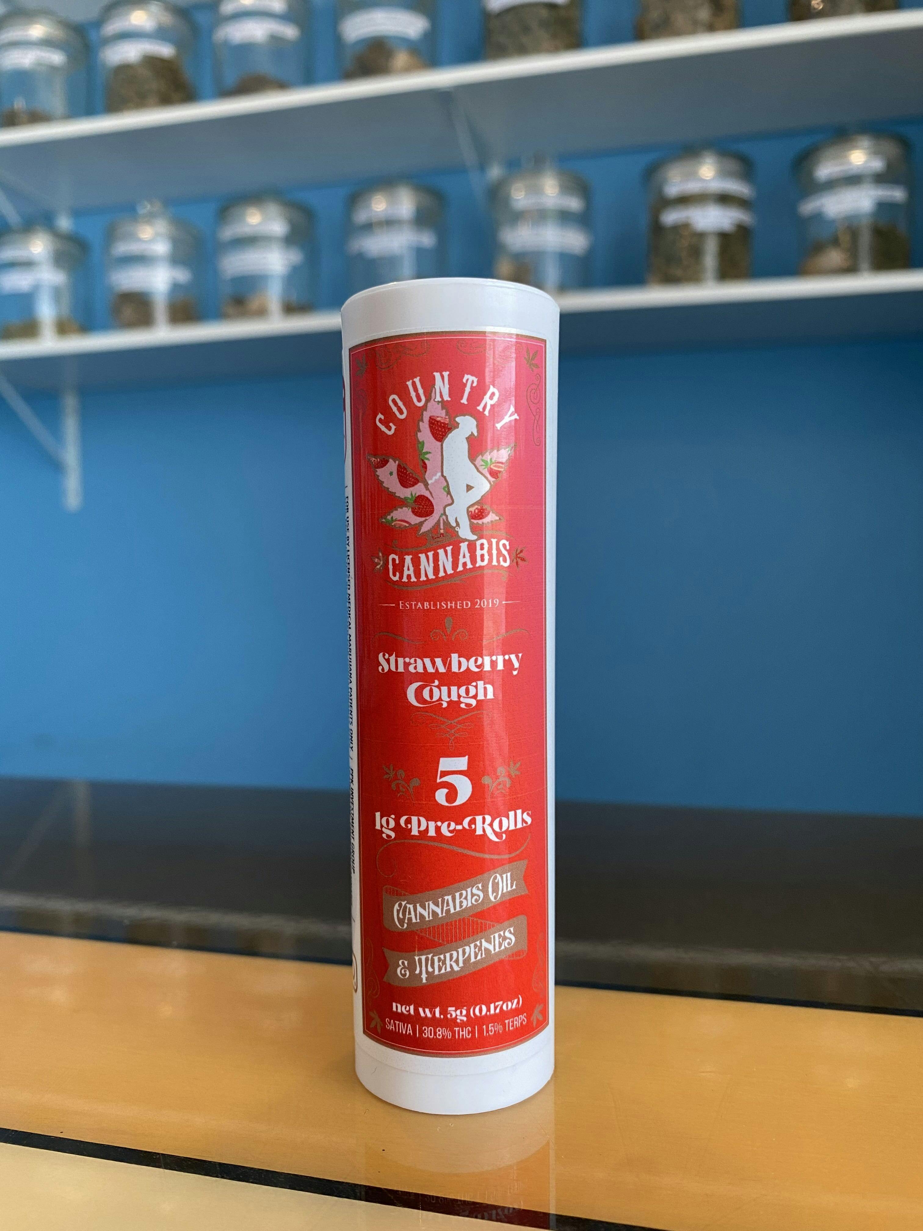 Strawberry Cough | Infused Pre-Roll | 1G | 5pk by Country Cannabis