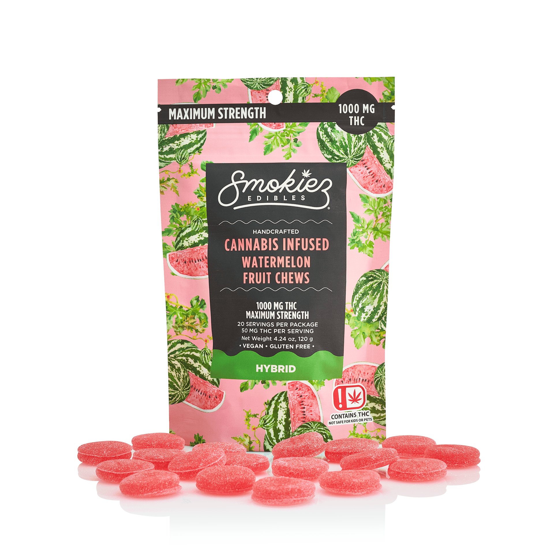 Watermelon Gummies | 1000mg | 20ct | 50mg/ea by Smokiez Edibles