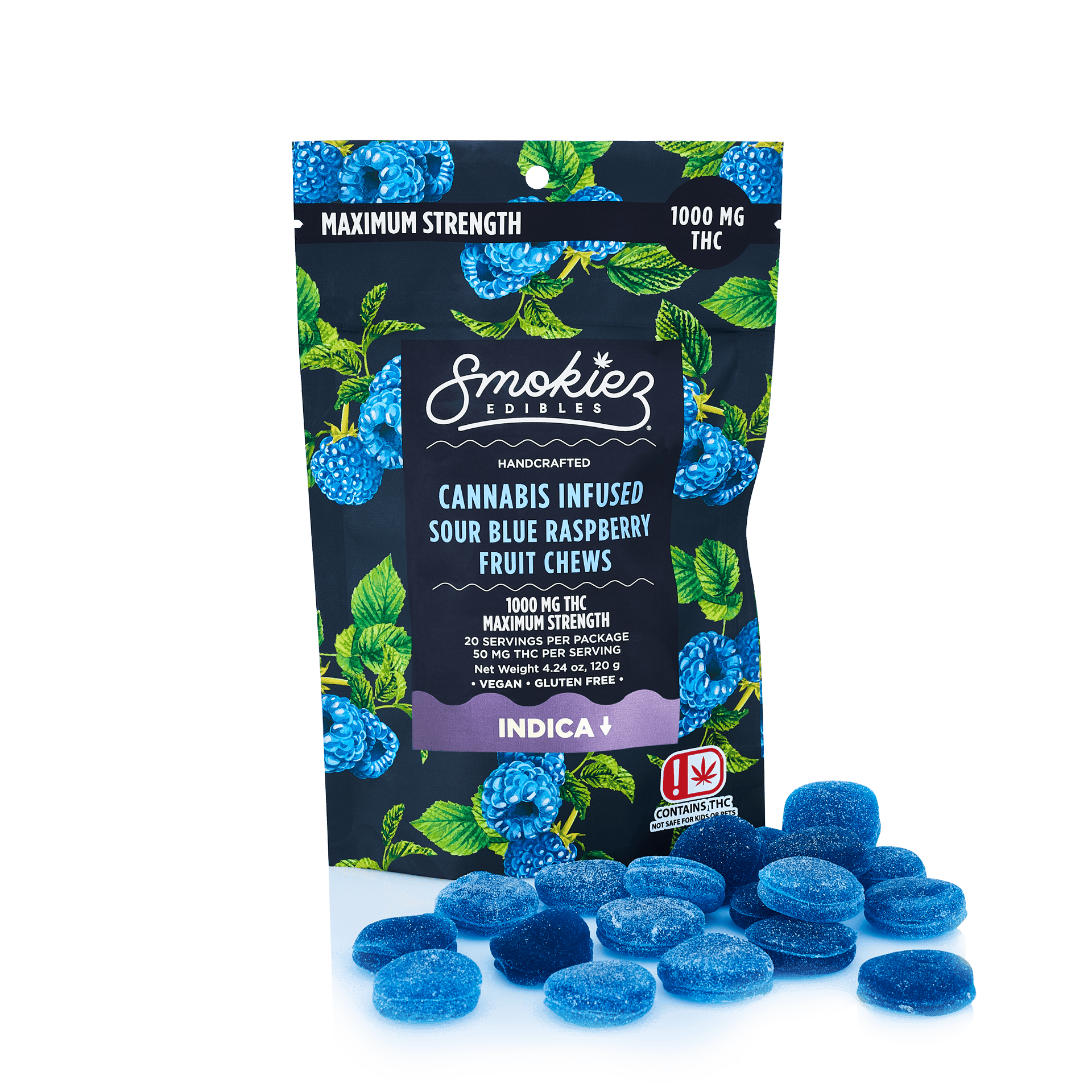 Blue Raspberry Gummies | 1000mg | 20ct | 50mg/ea by Smokiez Edibles
