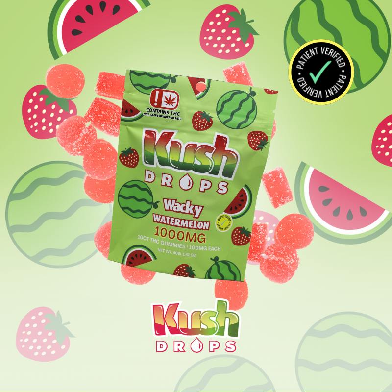 Kush Drops | Wacky Watermelon Gummies | 1000mg THC by Kush Drops