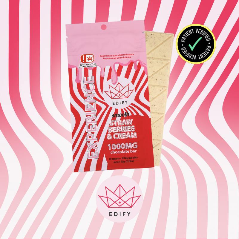Edify | 1000mg | Strawberries and Cream Chocolate Bar by Edify - 710